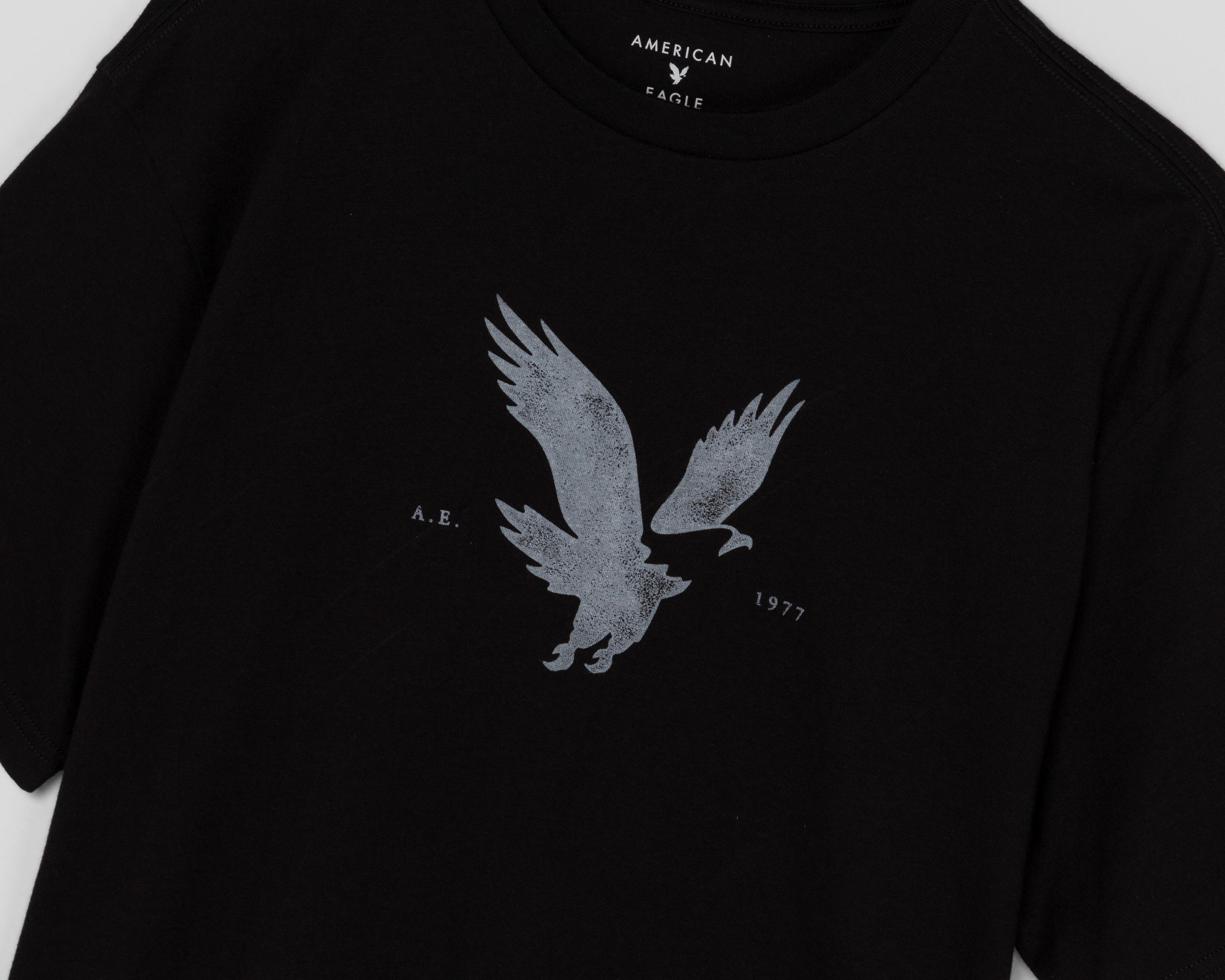 Foto 3 | Playera de Cuello Redondo Negra American Eagle para Hombre