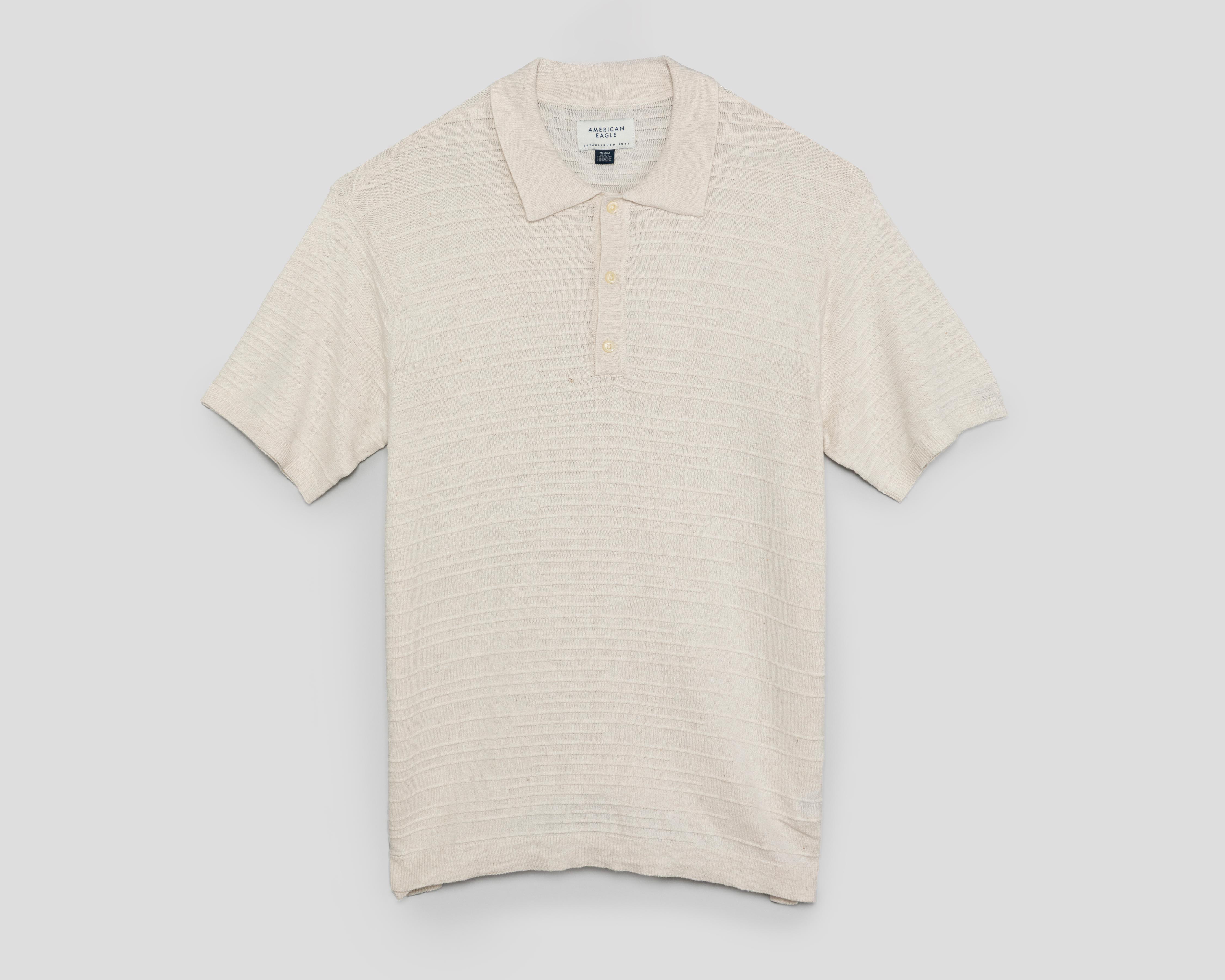Foto 1 | Playera Polo American Eagle Manga Corta Crema para Hombre