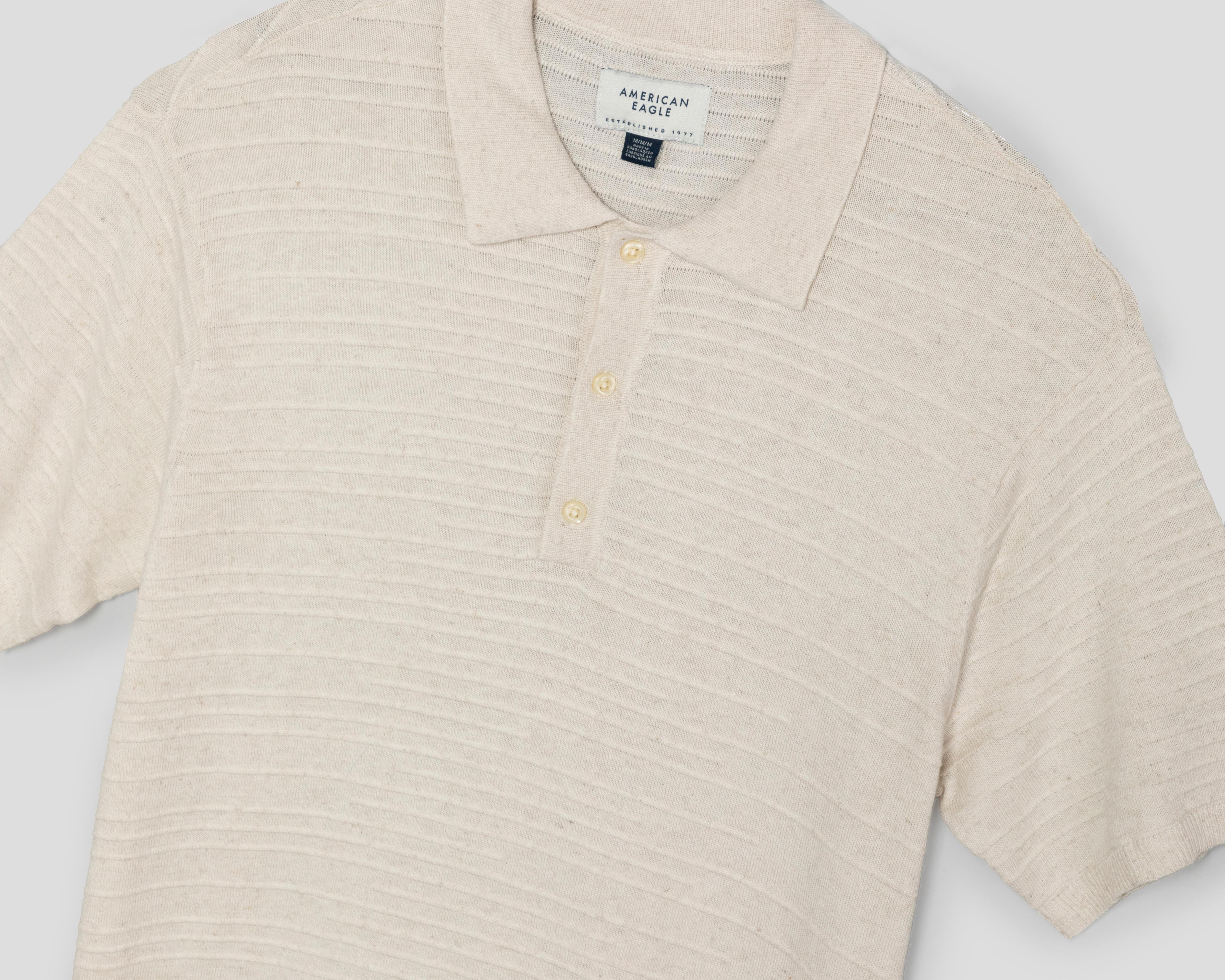 Foto 4 pulgar | Playera Polo American Eagle Manga Corta Crema para Hombre