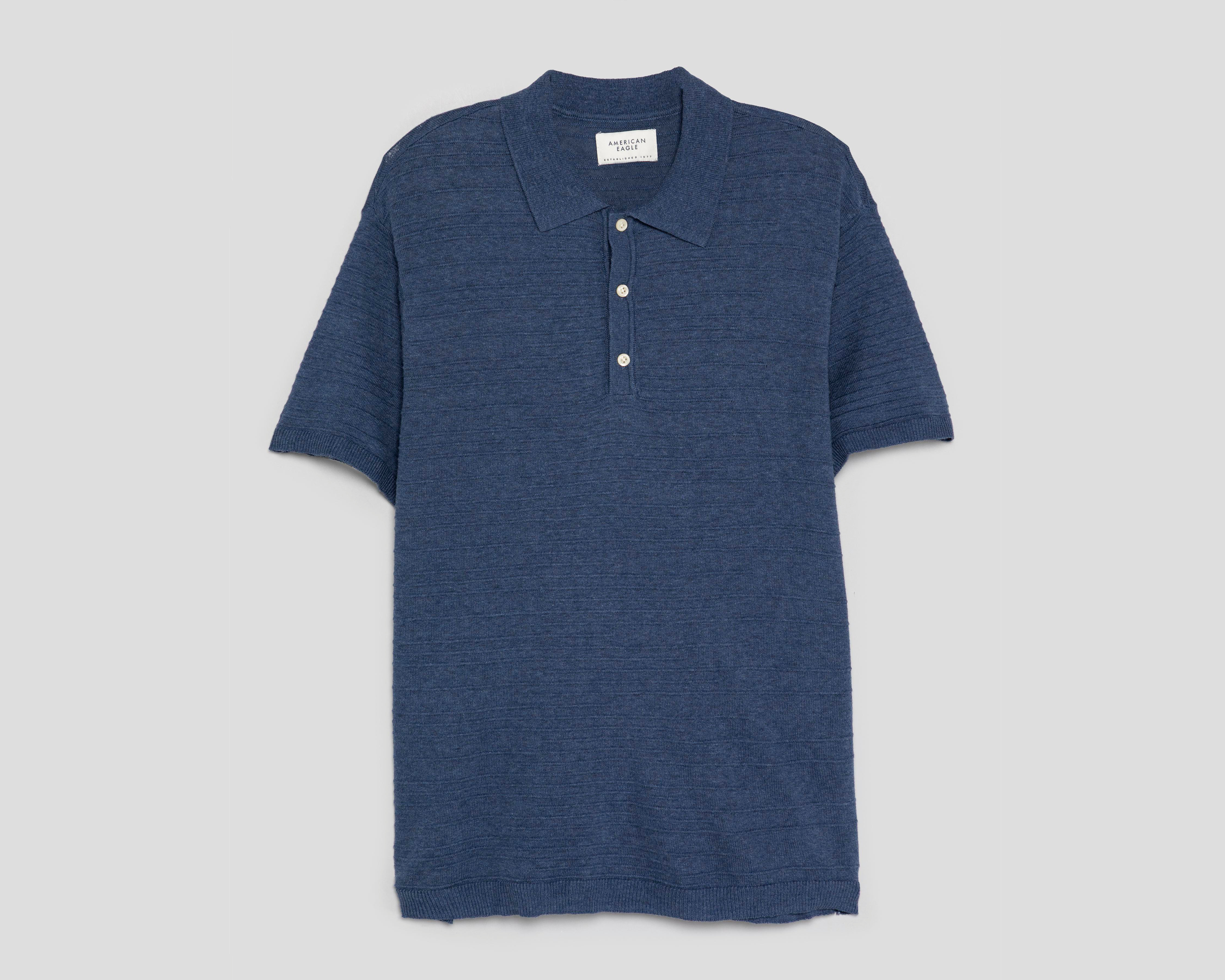 Foto 2 pulgar | Playera Polo American Eagle Outfitters Manga Corta Azul para Hombre