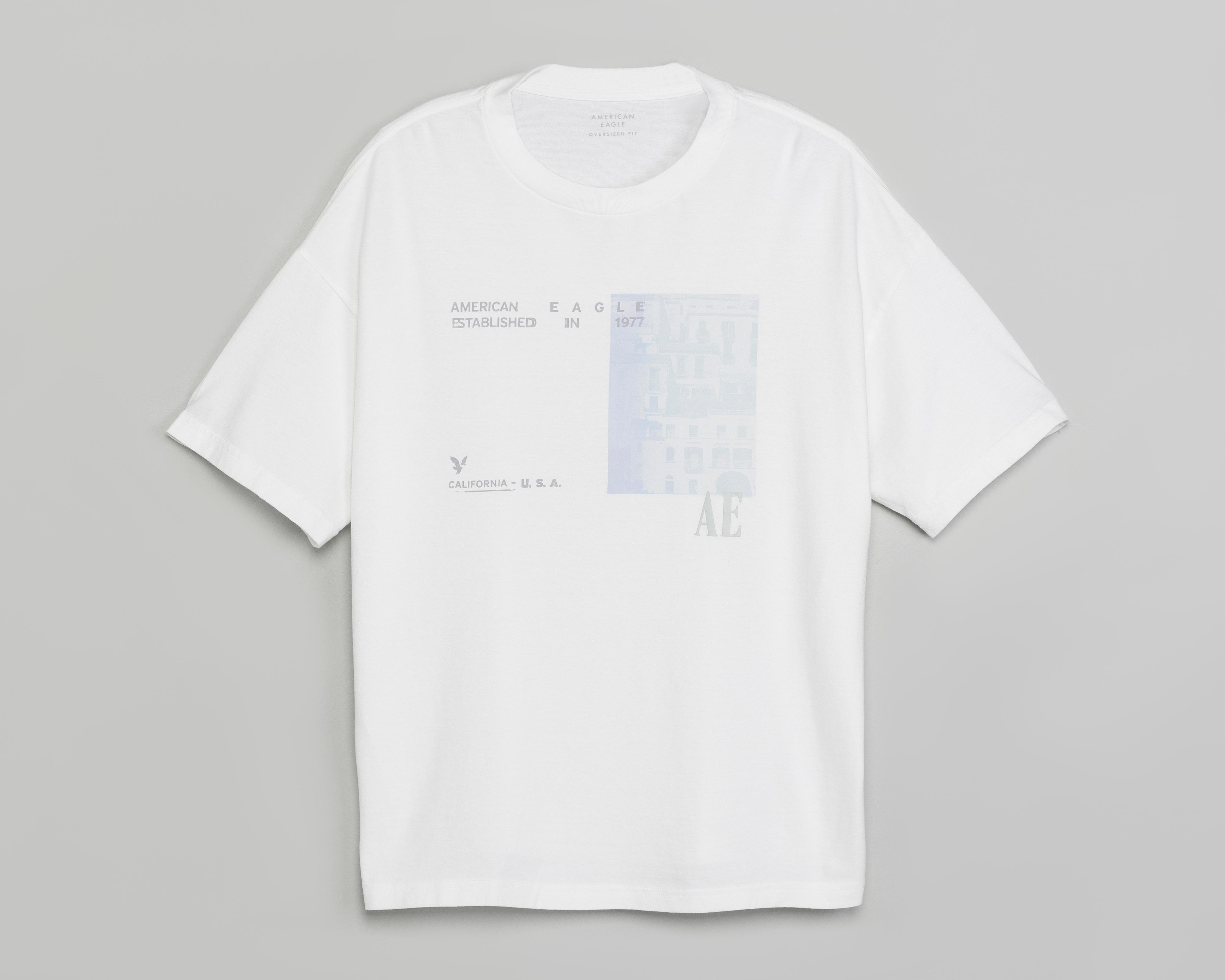 Playera de Cuello Redondo Blanca American Eagle para Hombre