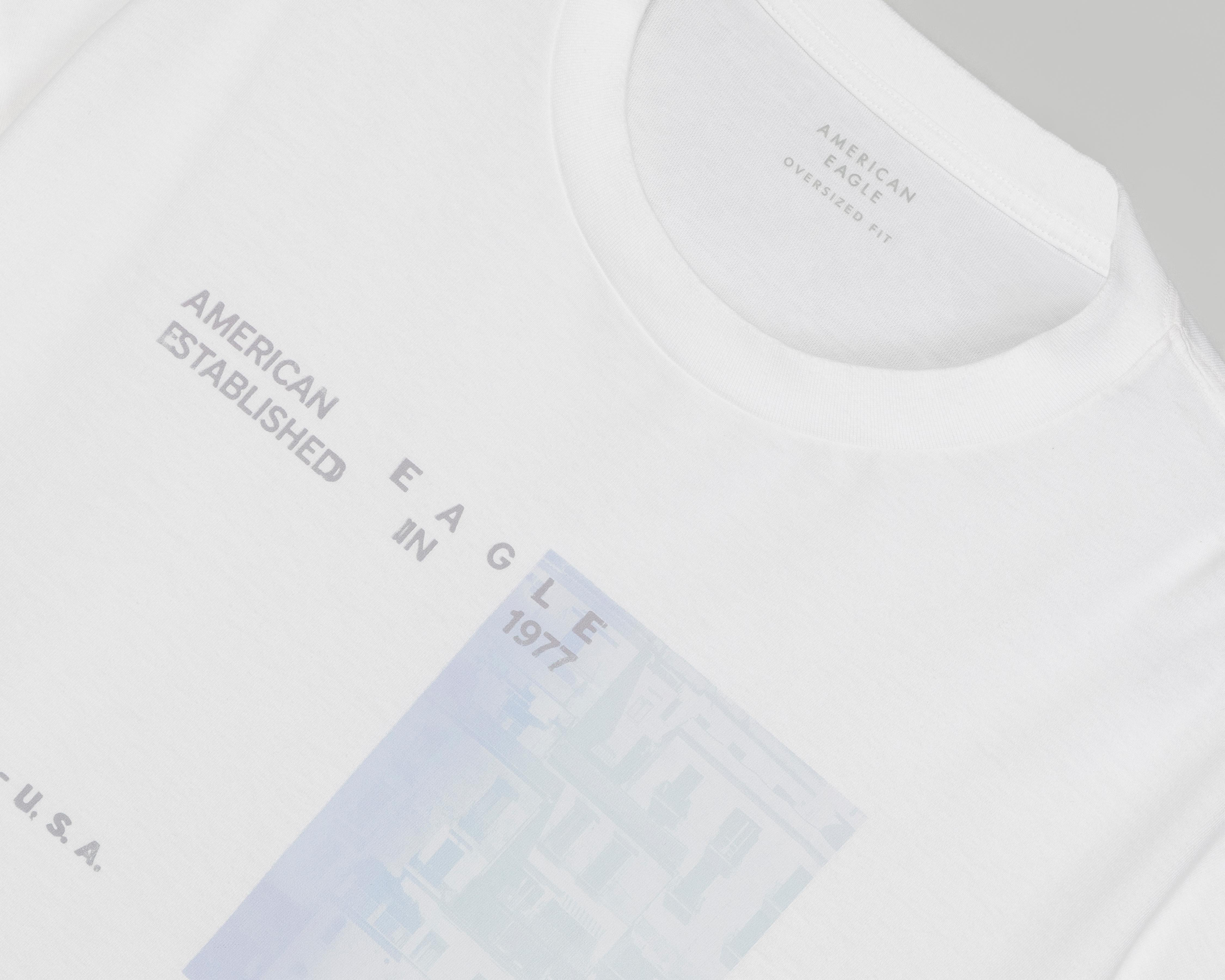 Foto 4 pulgar | Playera de Cuello Redondo Blanca American Eagle para Hombre