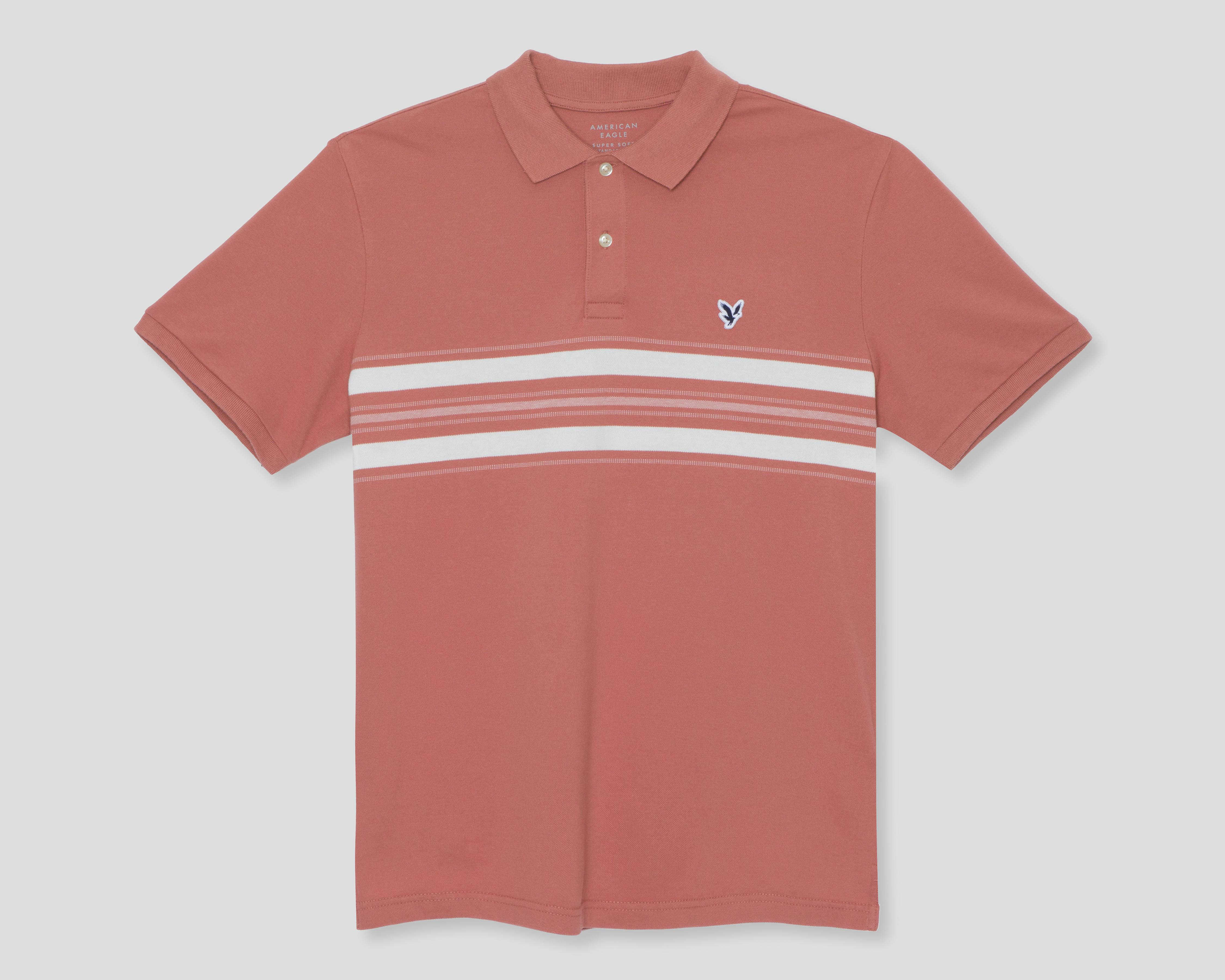 Foto 2 pulgar | Playera Polo American Eagle Outfitters Manga Corta Rosa para Hombre