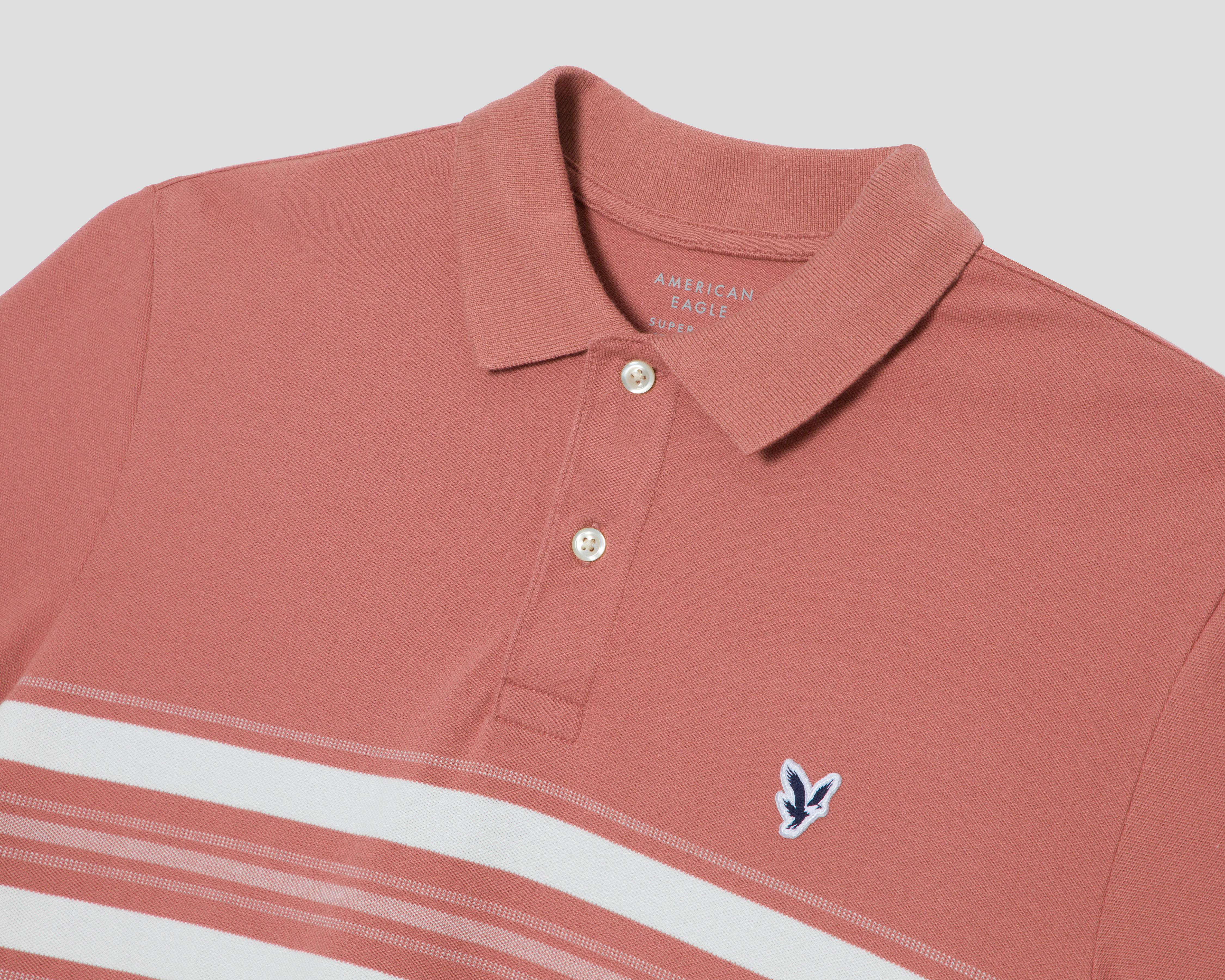 Foto 4 pulgar | Playera Polo American Eagle Outfitters Manga Corta Rosa para Hombre