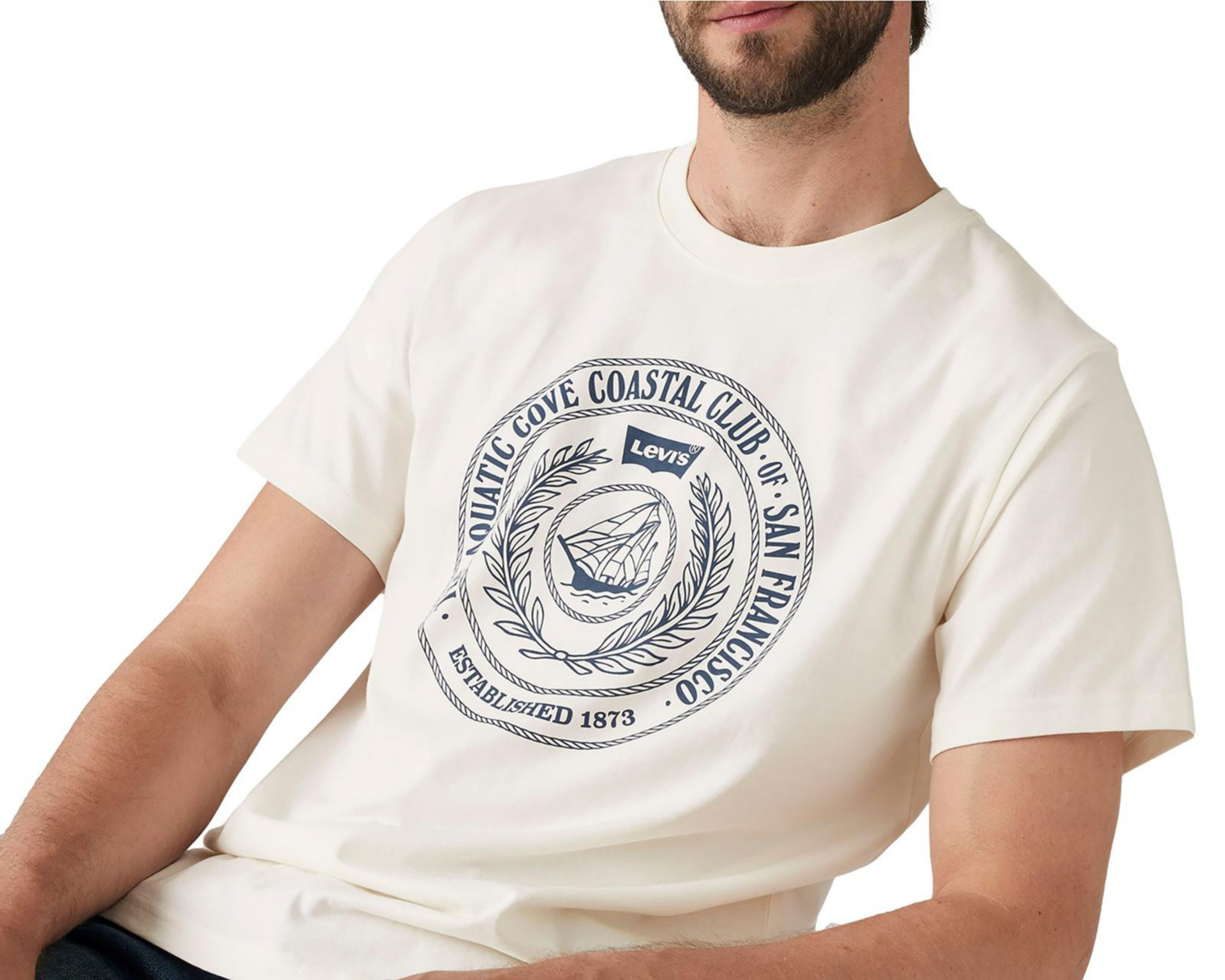 Foto 4 pulgar | Playera Levi's Blanca Cuello Redondo para Hombre