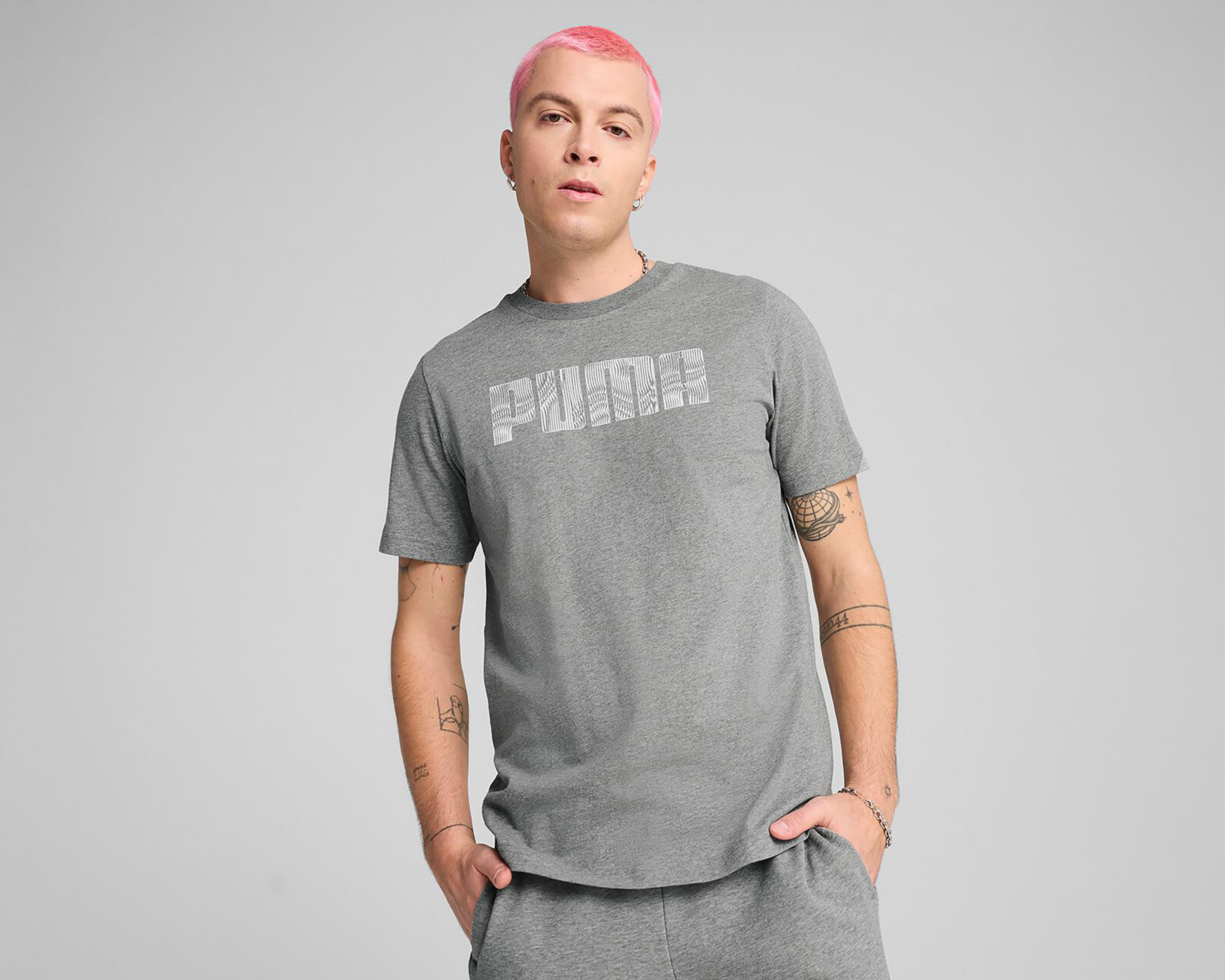 Foto 4 pulgar | Playera Cuello Redondo Puma Mass Merchants Gris para Hombre