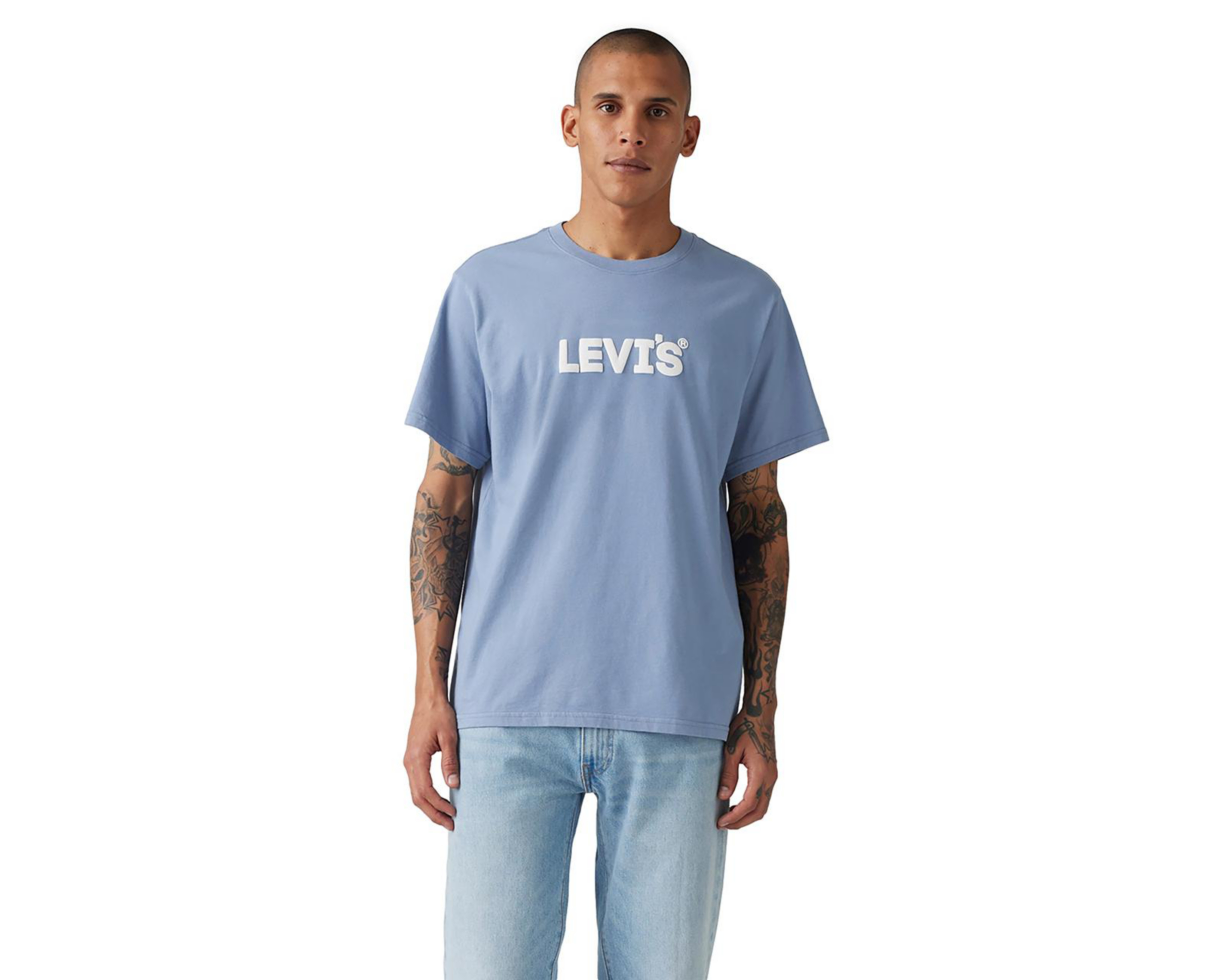 Foto 2 pulgar | Playera Levi's Azul Cuello Redondo para Hombre