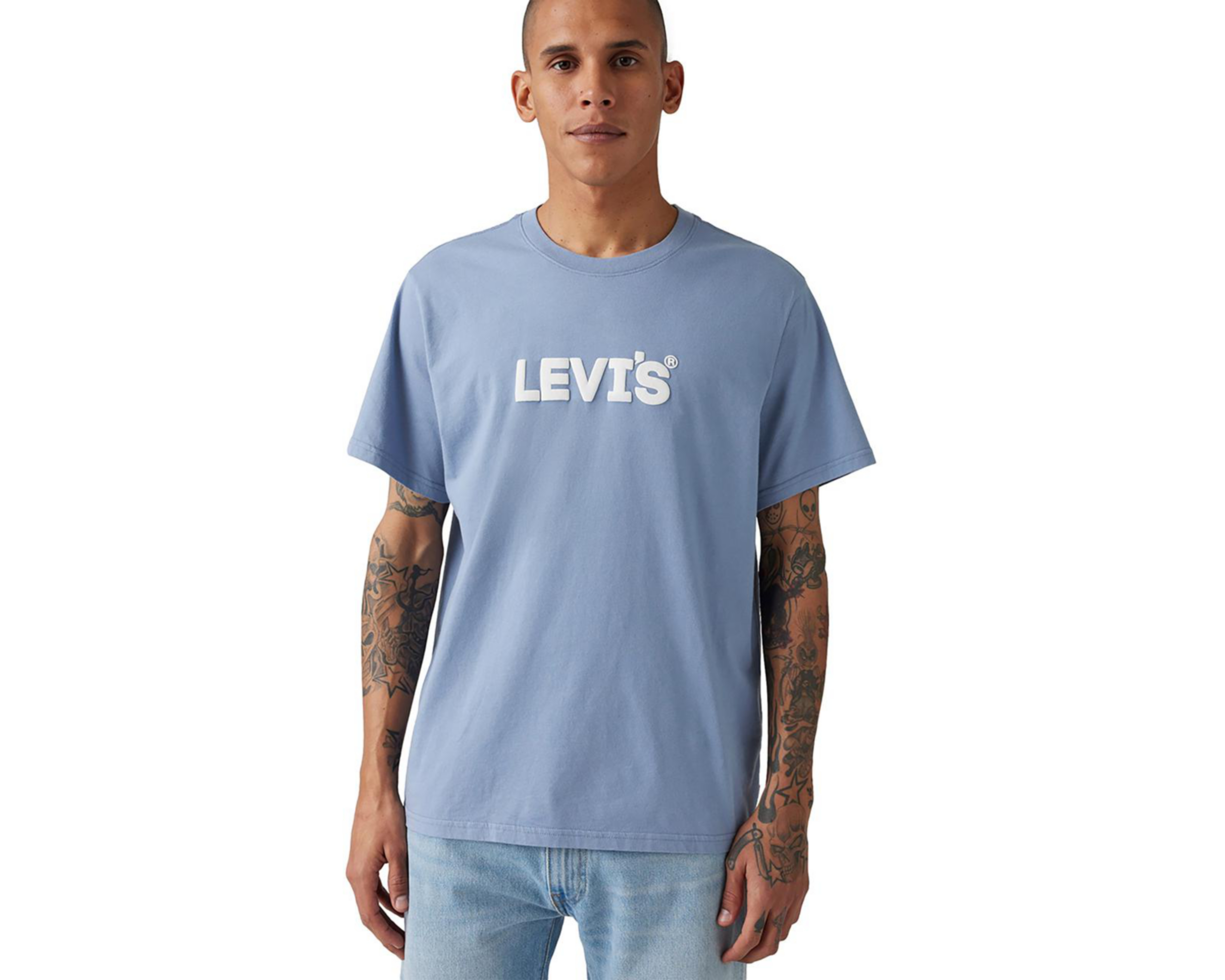 Foto 4 pulgar | Playera Levi's Azul Cuello Redondo para Hombre