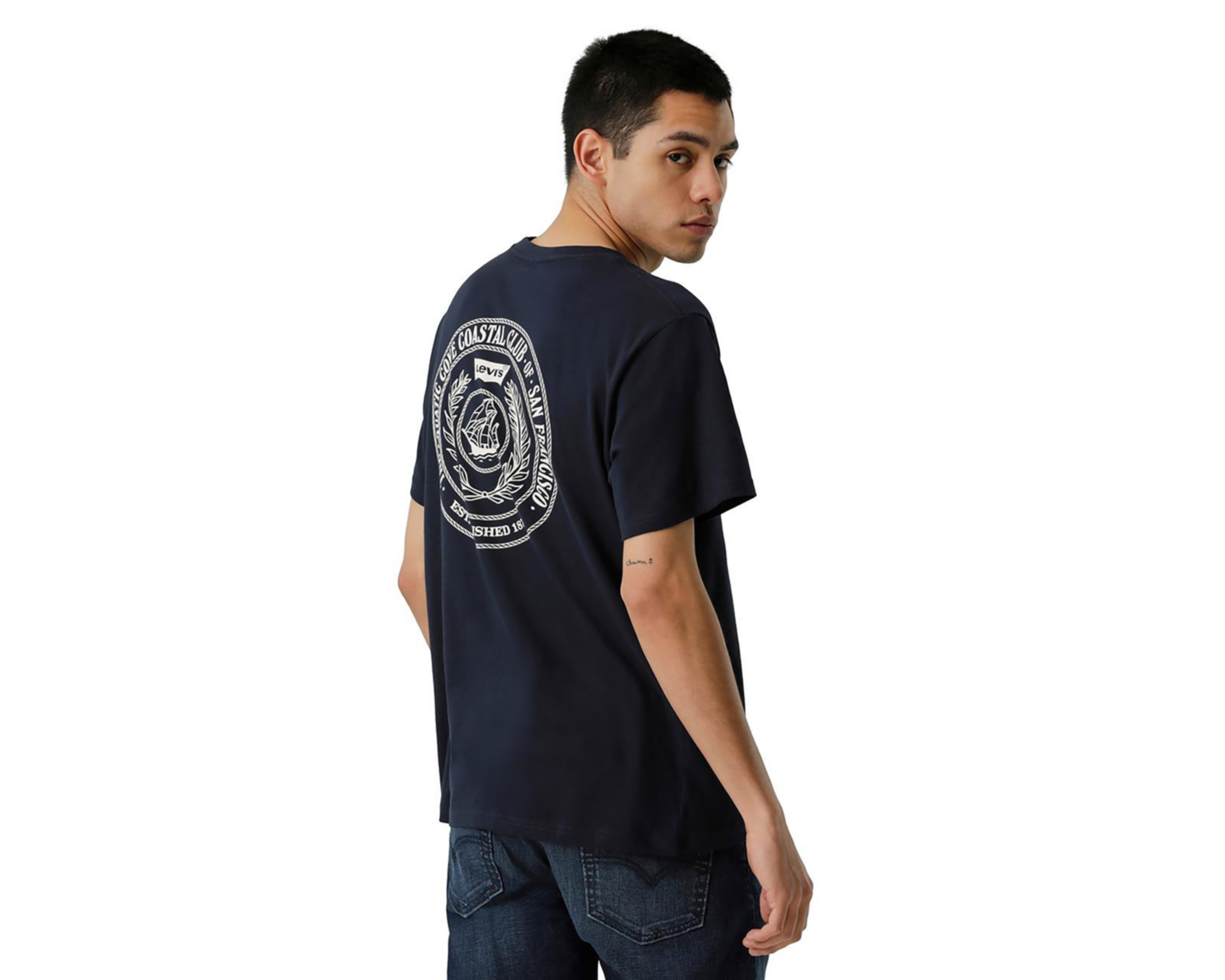 Foto 6 pulgar | Playera de Cuello Redondo Azul Marino Levi's para Hombre