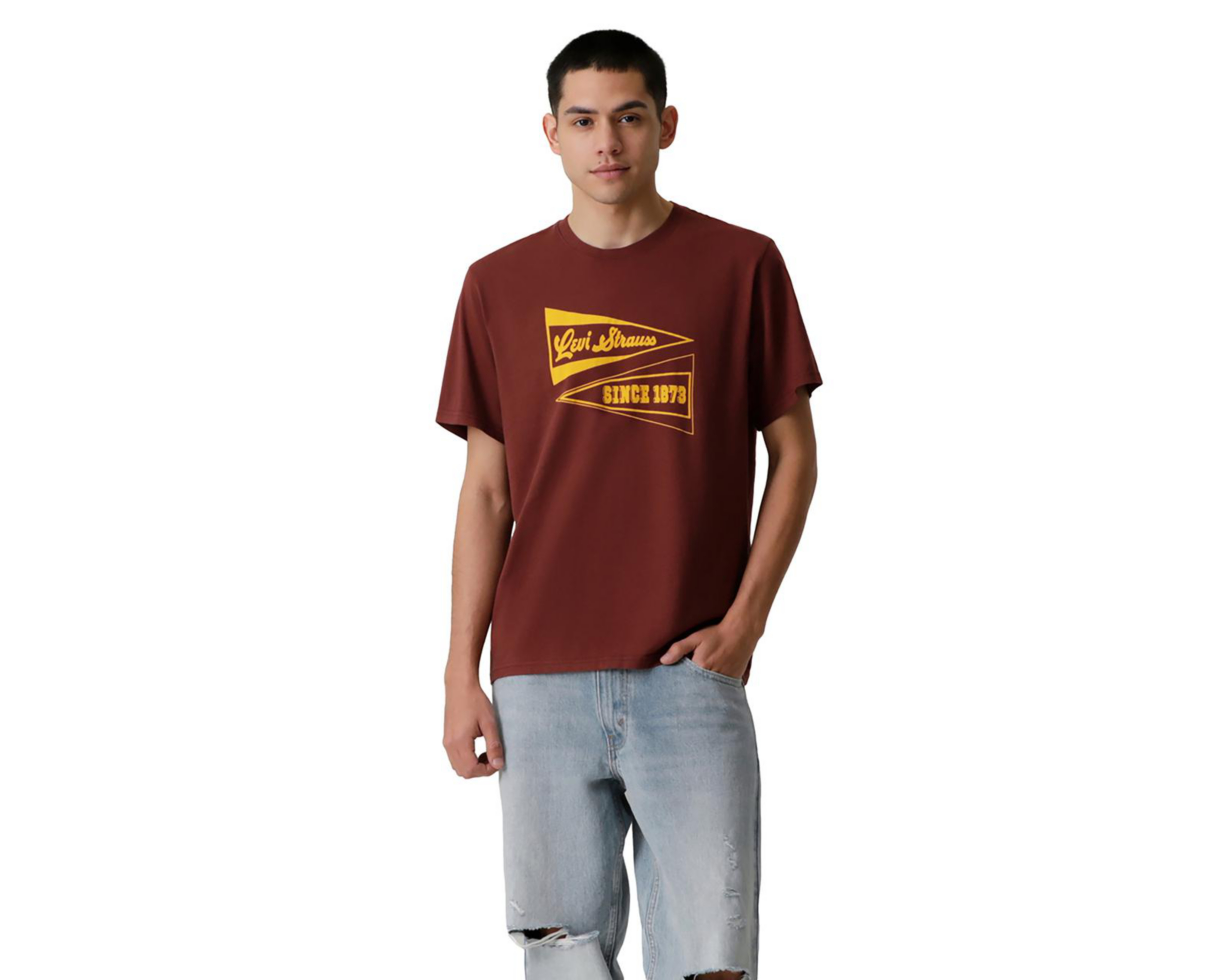 Foto 2 pulgar | Playera Levi's Vino Cuello Redondo para Hombre