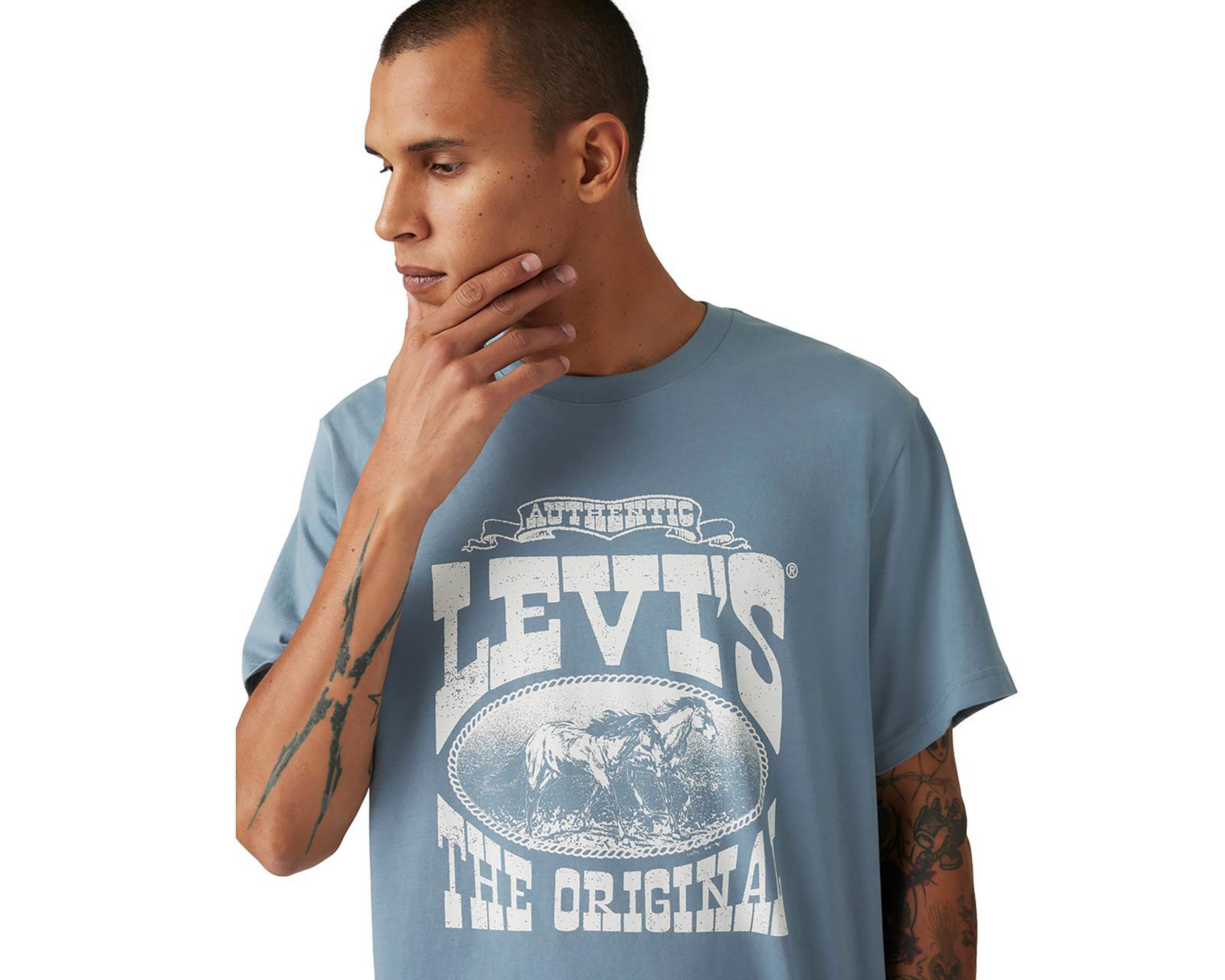 Foto 5 pulgar | Playera Levi's Azul Cuello Redondo para Hombre