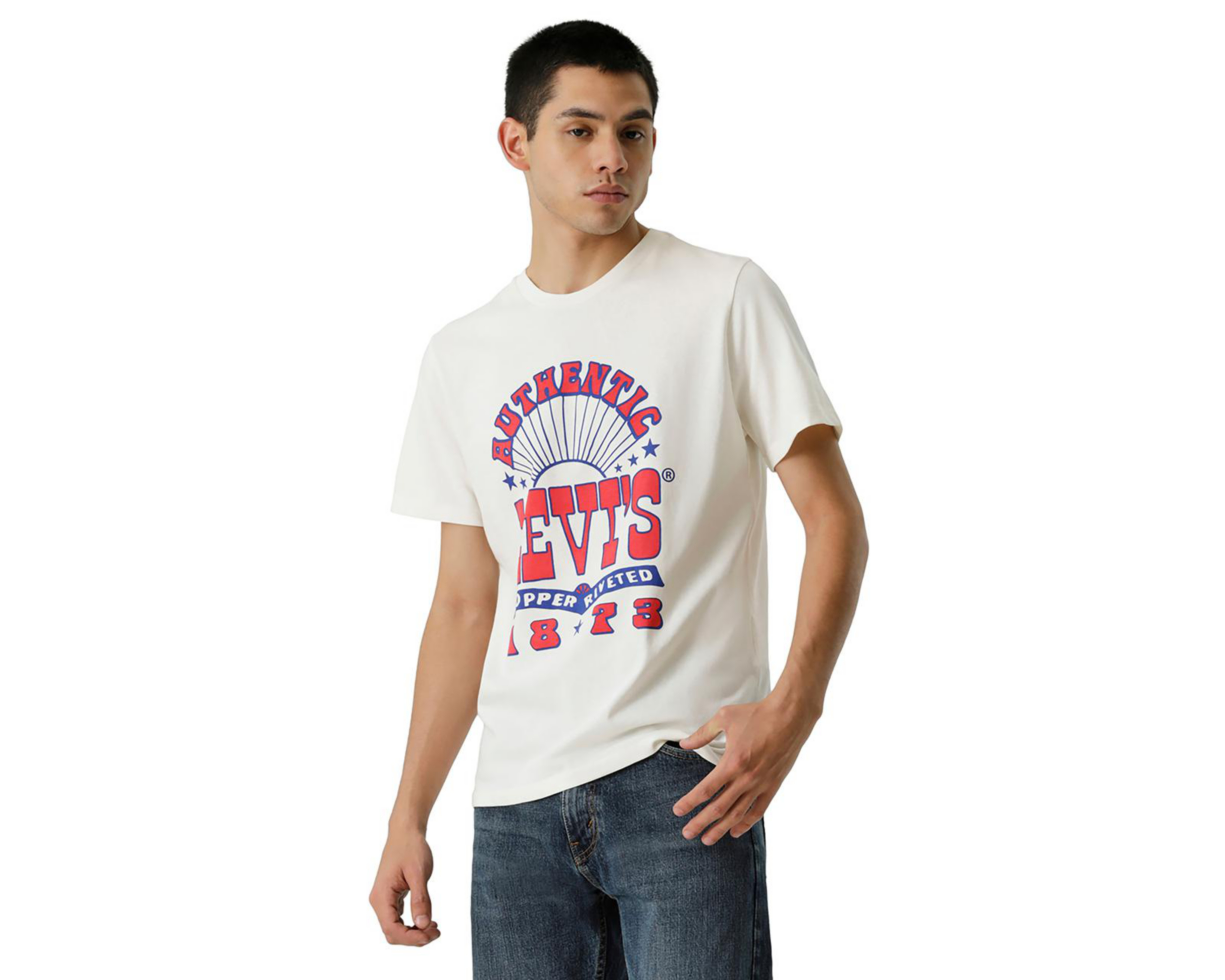 Foto 4 | Playera Levi's Blanca Cuello Redondo para Hombre