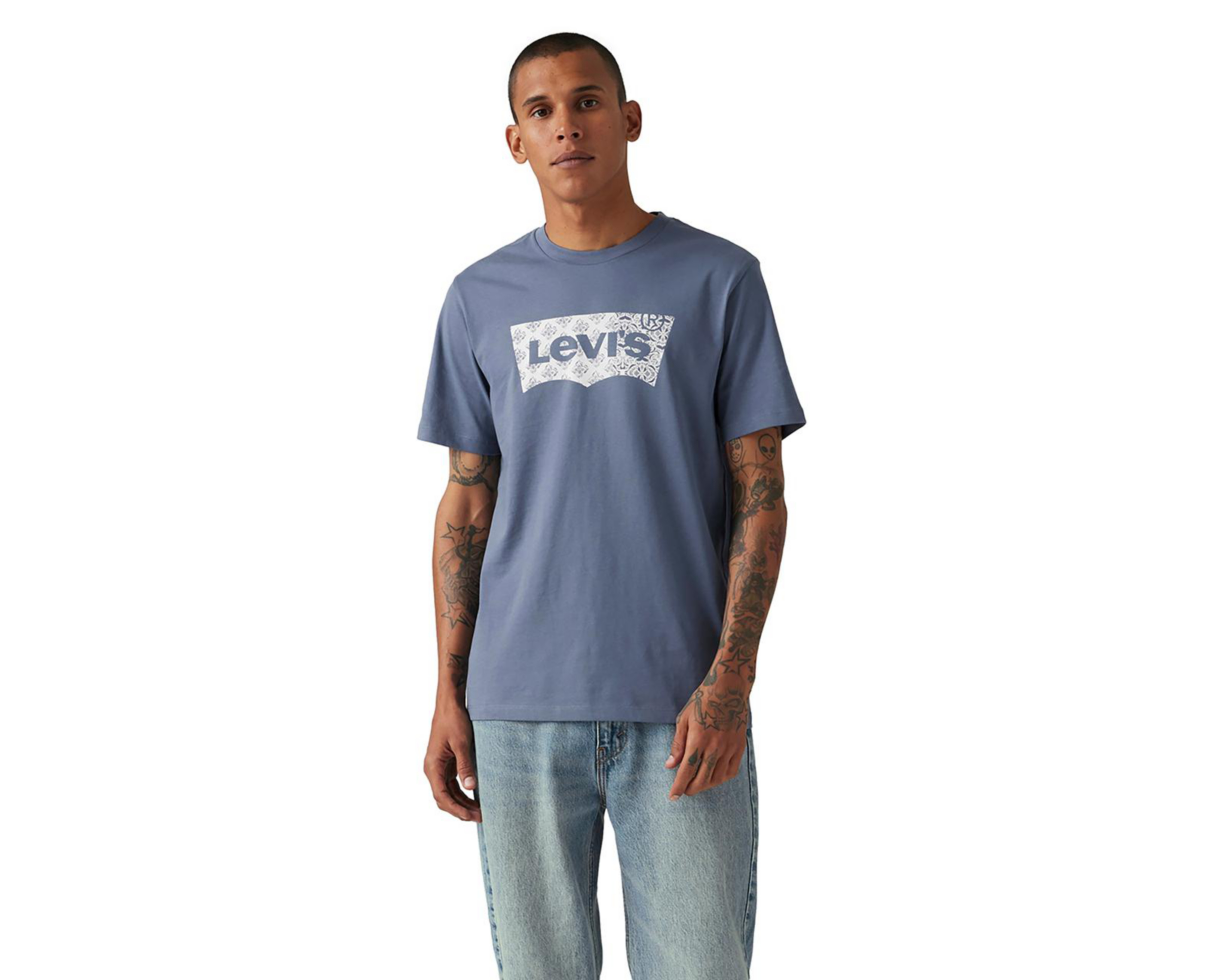 Foto 2 pulgar | Playera Levi's Azul Cuello Redondo para Hombre
