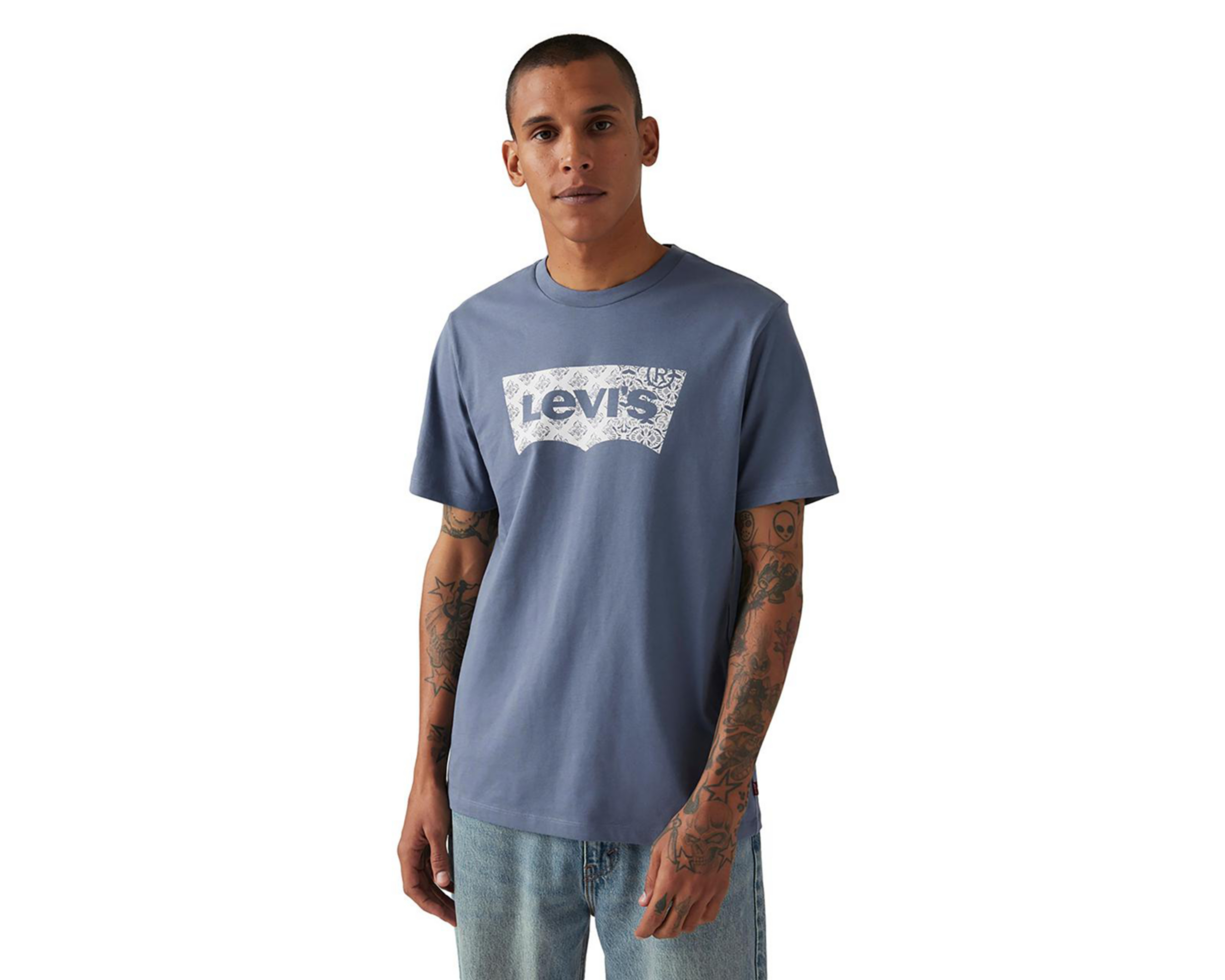 Foto 4 pulgar | Playera Levi's Azul Cuello Redondo para Hombre