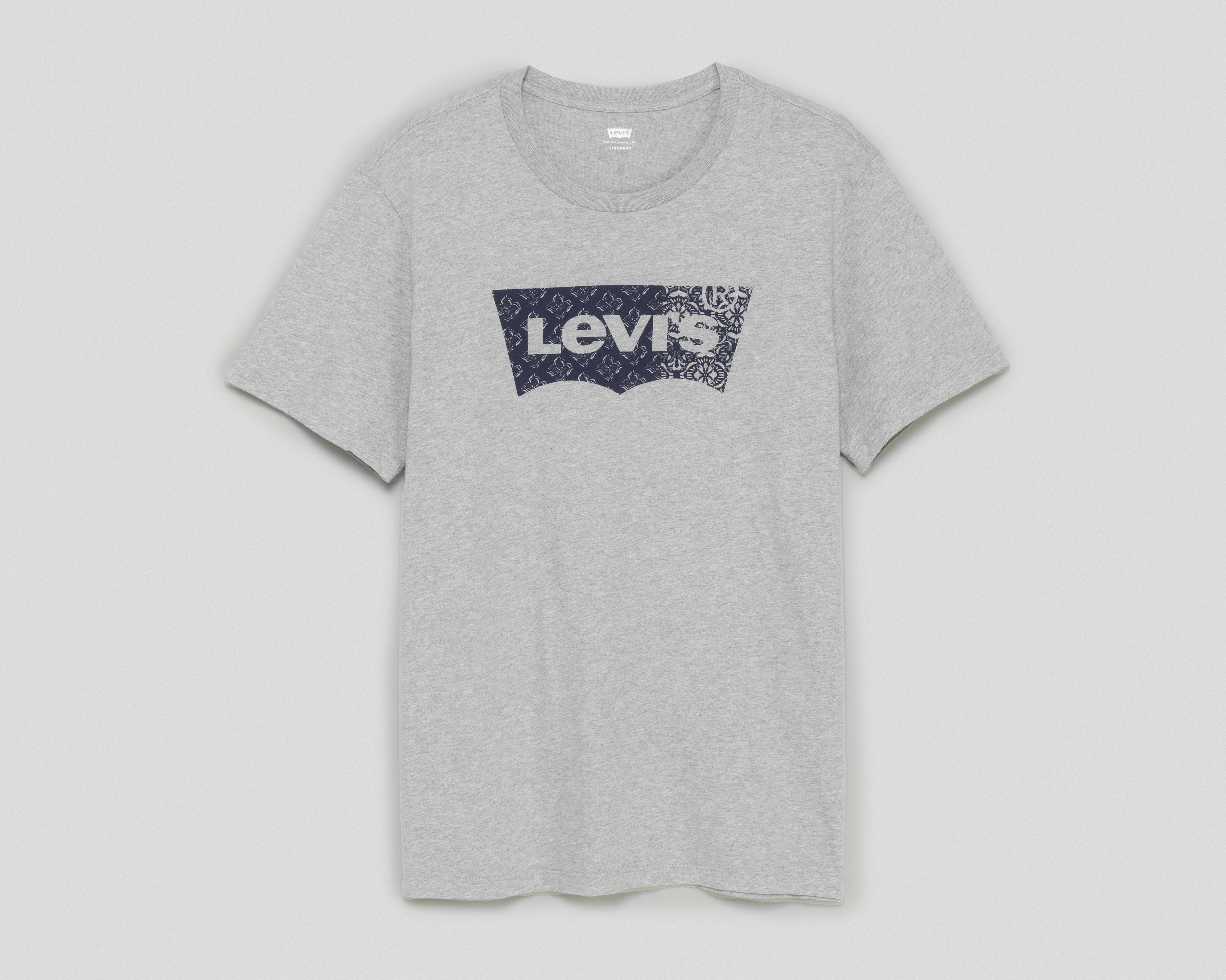 Foto 2 pulgar | Playera de Cuello Redondo Gris Levis para Hombre