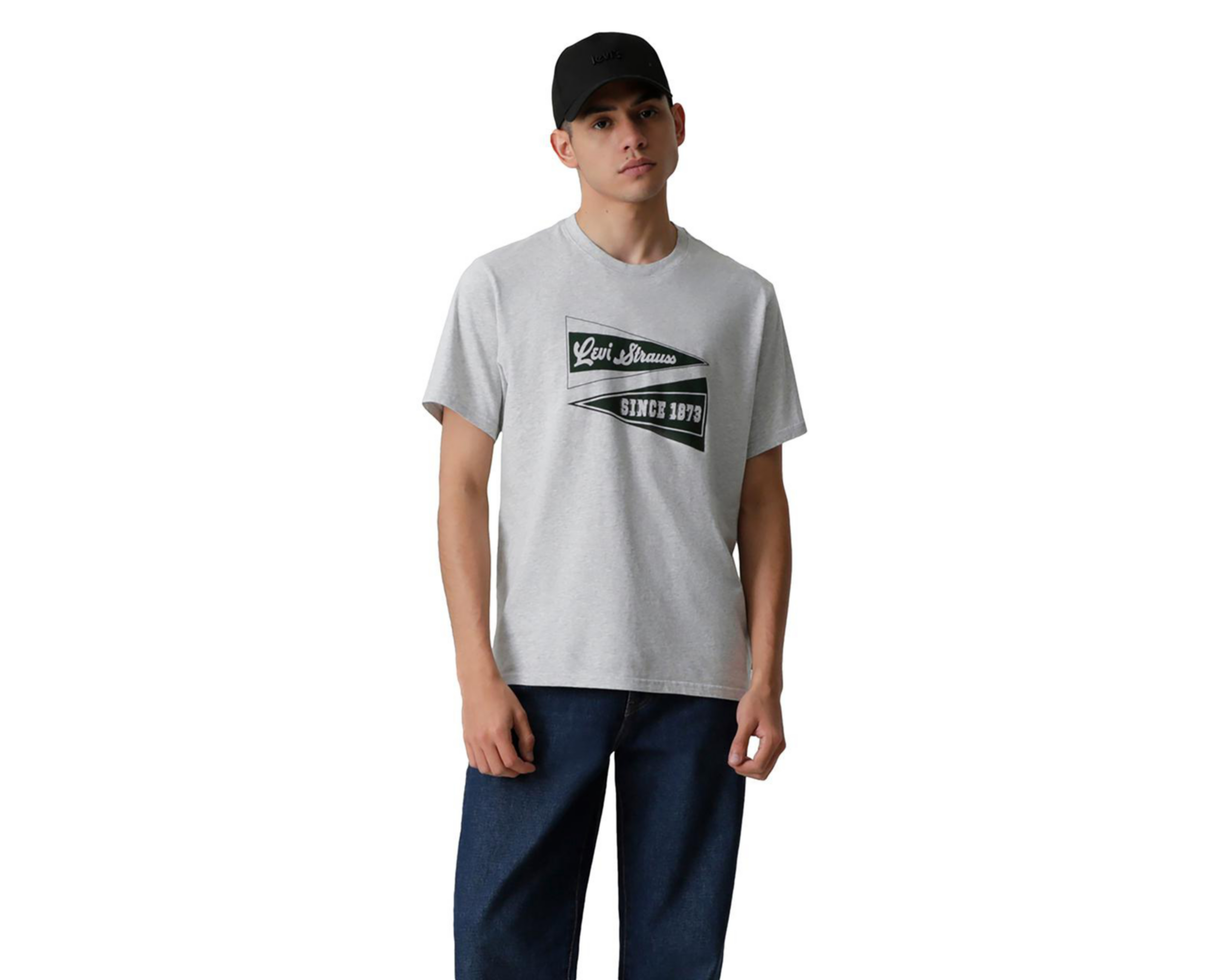 Foto 2 pulgar | Playera Levi's Gris Cuello Redondo para Hombre