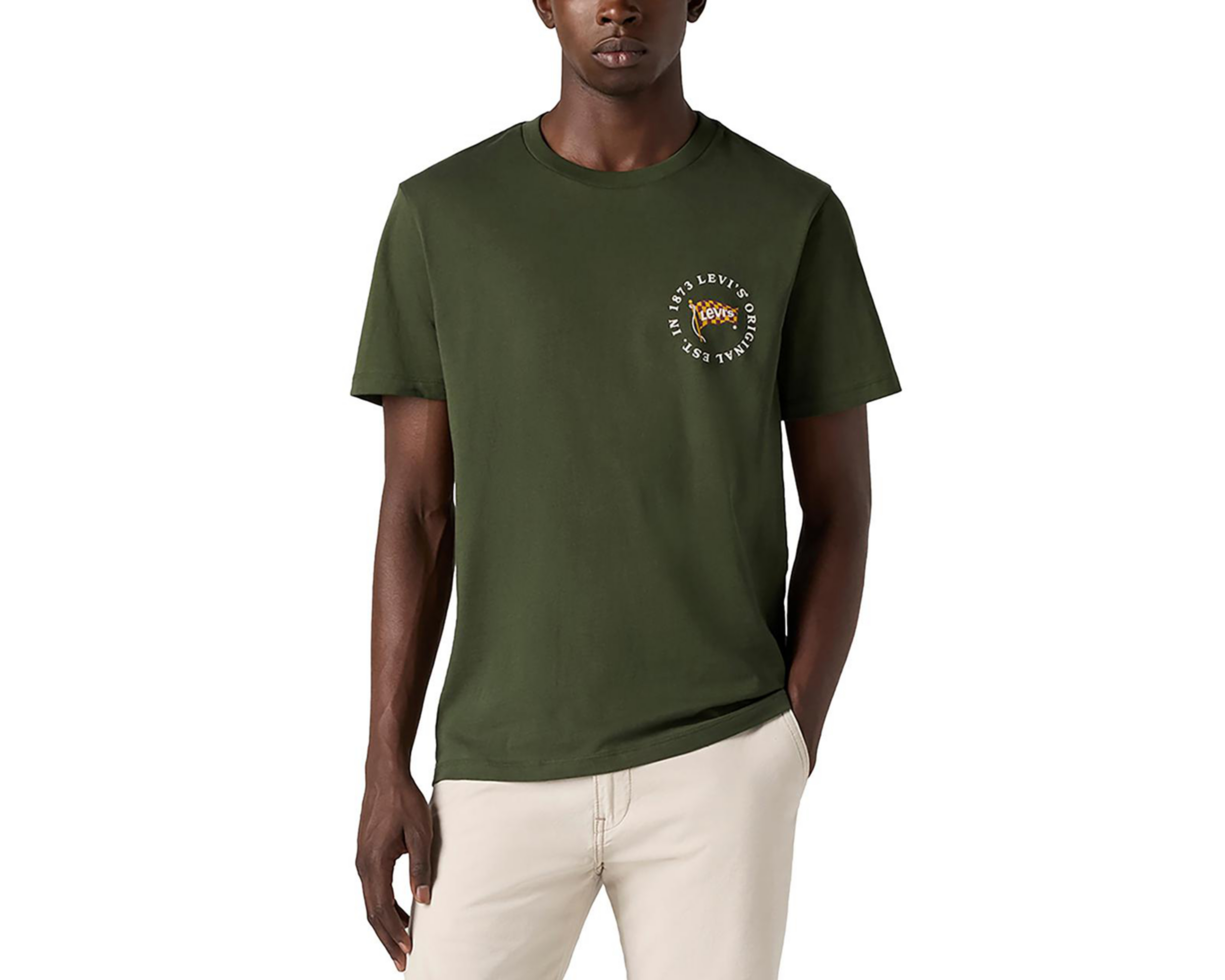 Foto 4 pulgar | Playera de Cuello Redondo Levi's Verde para Hombre