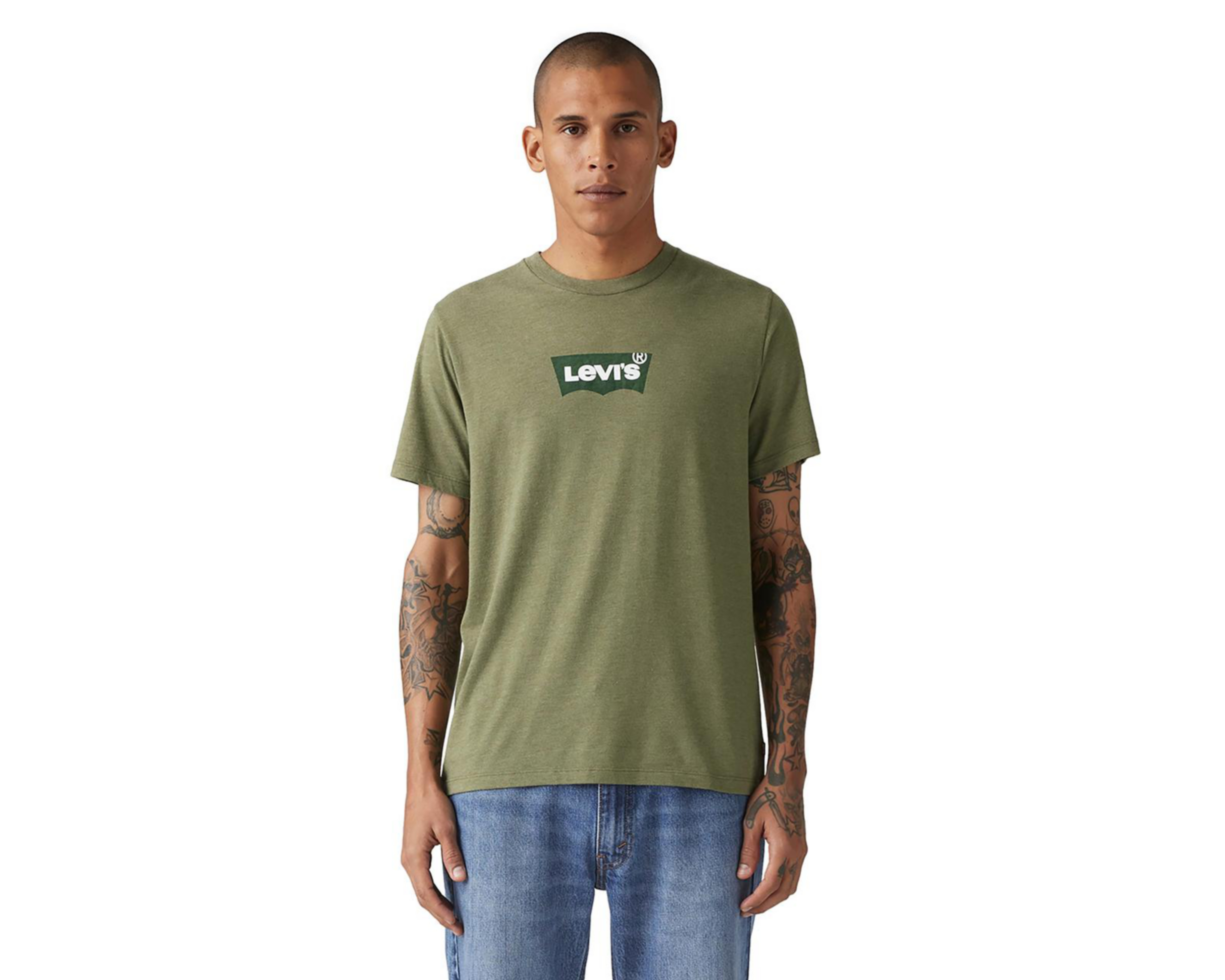 Foto 2 pulgar | Playera Levi's Verde Cuello Redondo para Hombre