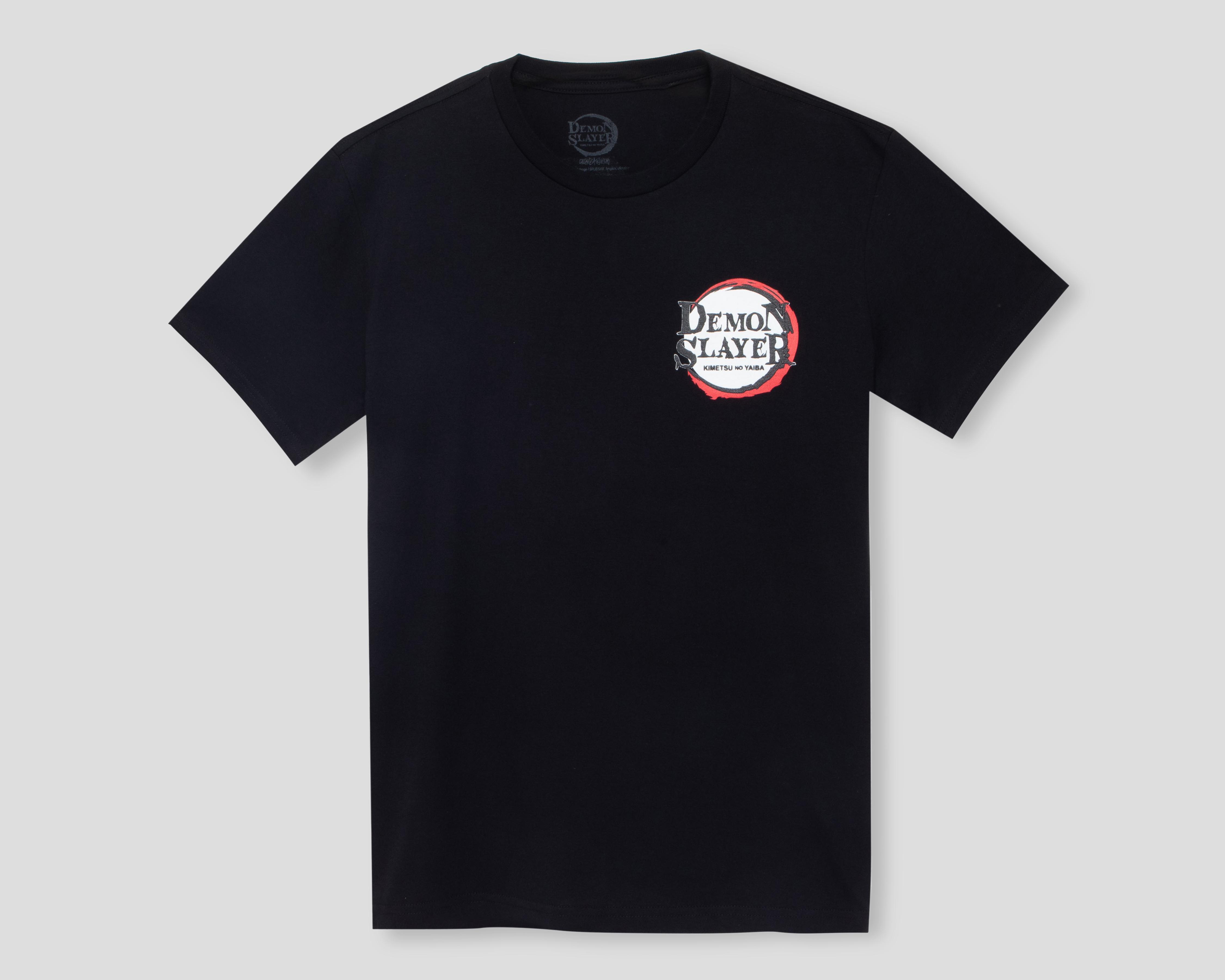 Foto 2 pulgar | Playera de Cuello Redondo Negro Demon Slayer para Hombre