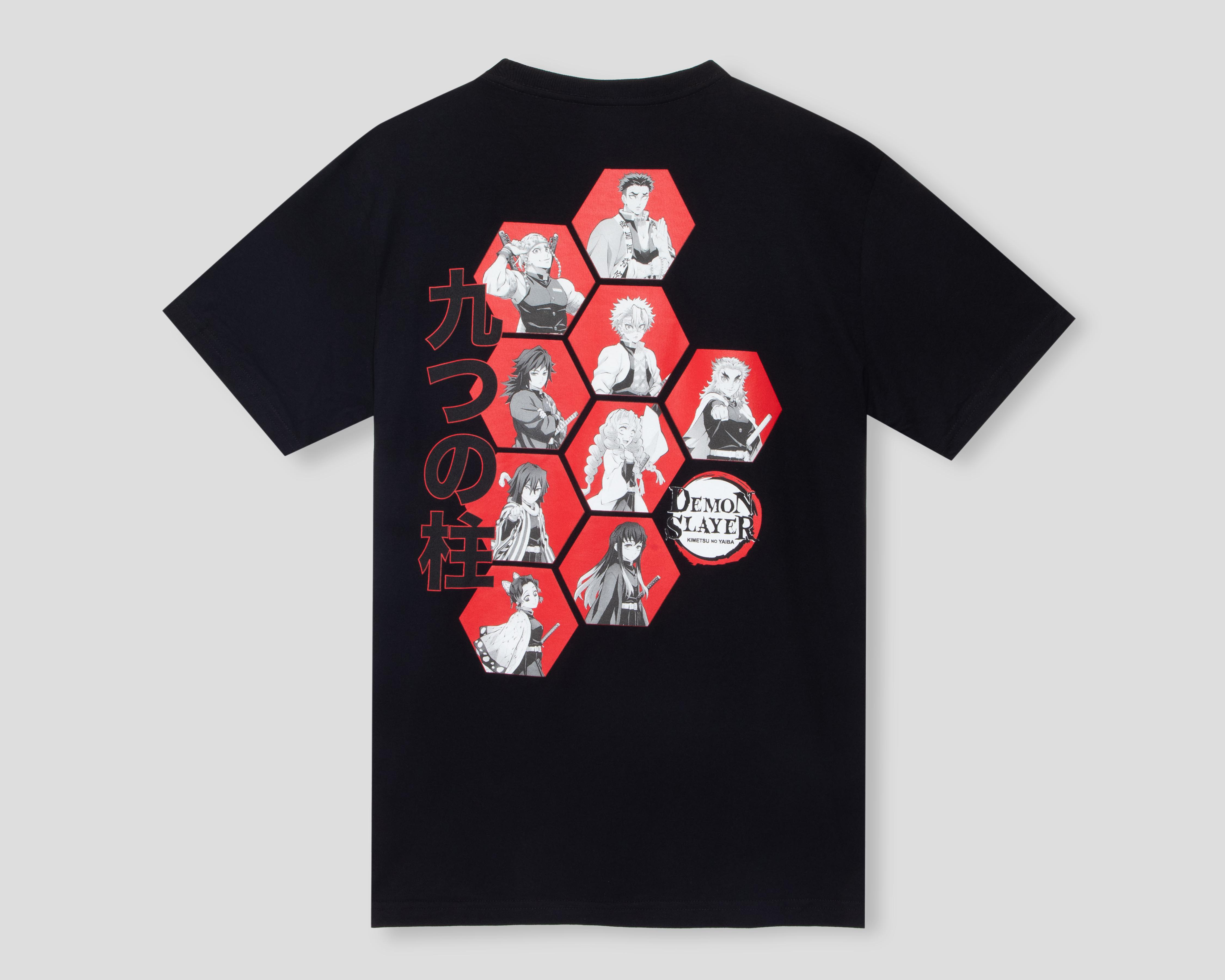 Foto 3 pulgar | Playera de Cuello Redondo Negro Demon Slayer para Hombre