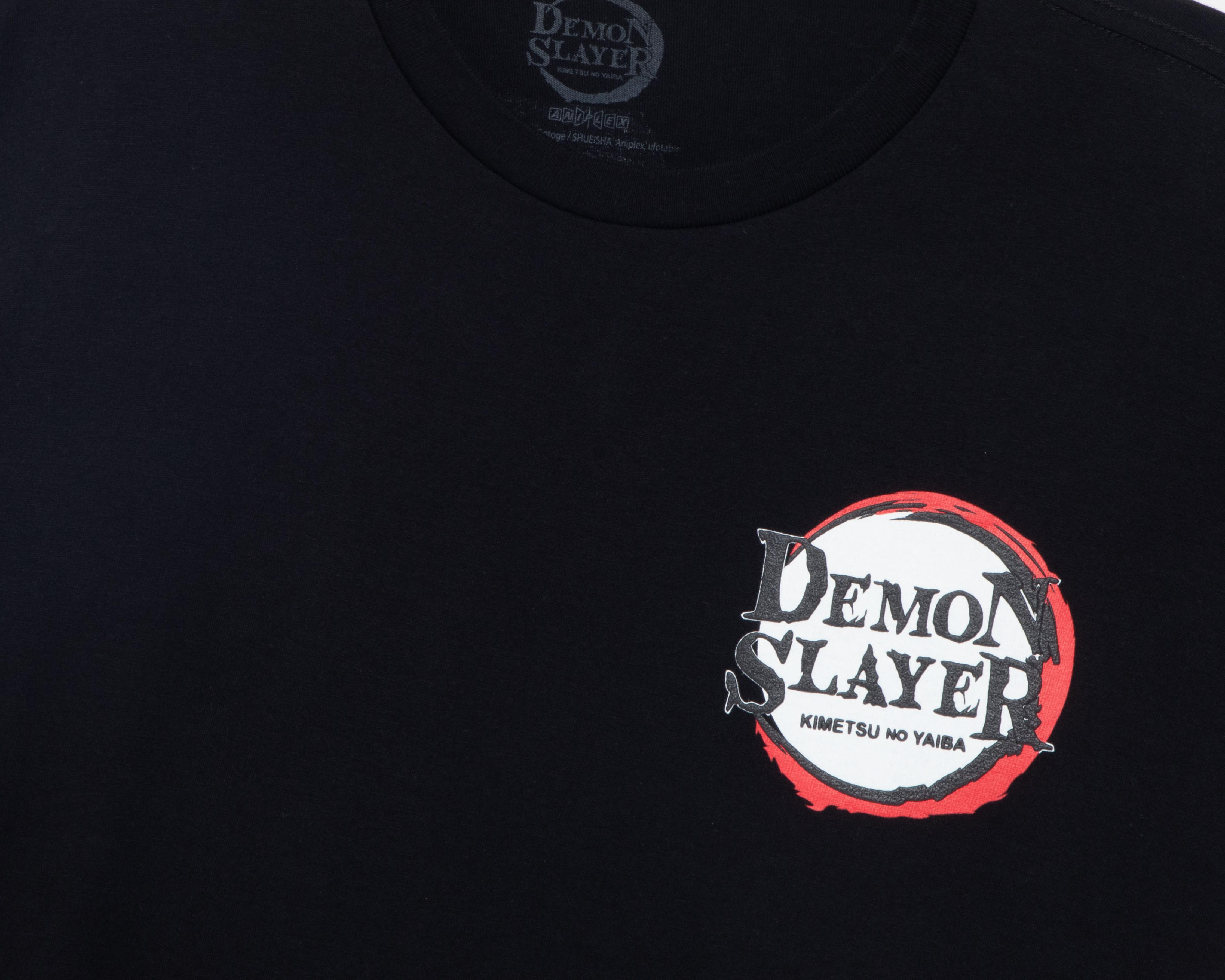 Foto 4 pulgar | Playera de Cuello Redondo Negro Demon Slayer para Hombre