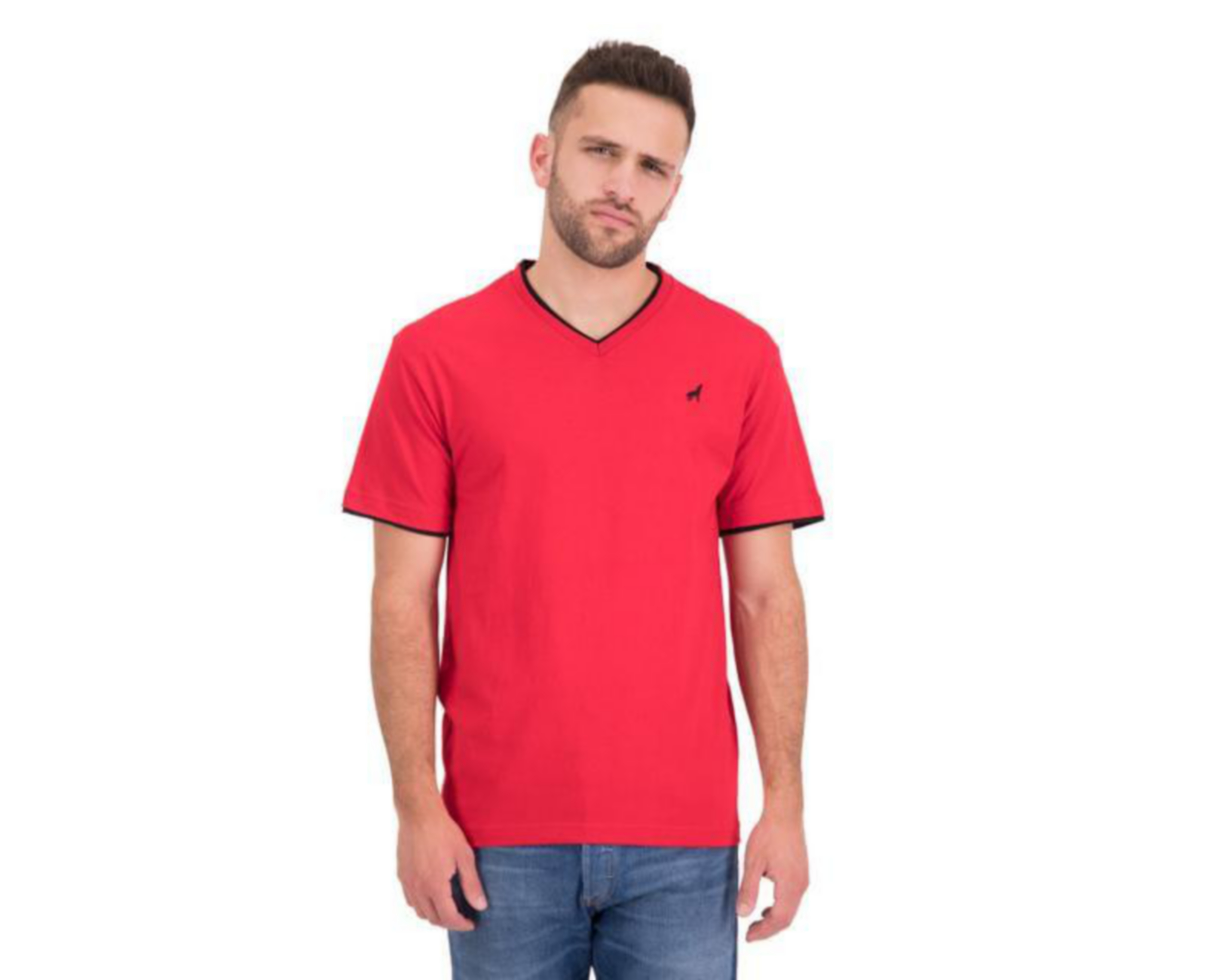 Foto 2 pulgar | Playera Cuello V Roja marca Refill para Hombre