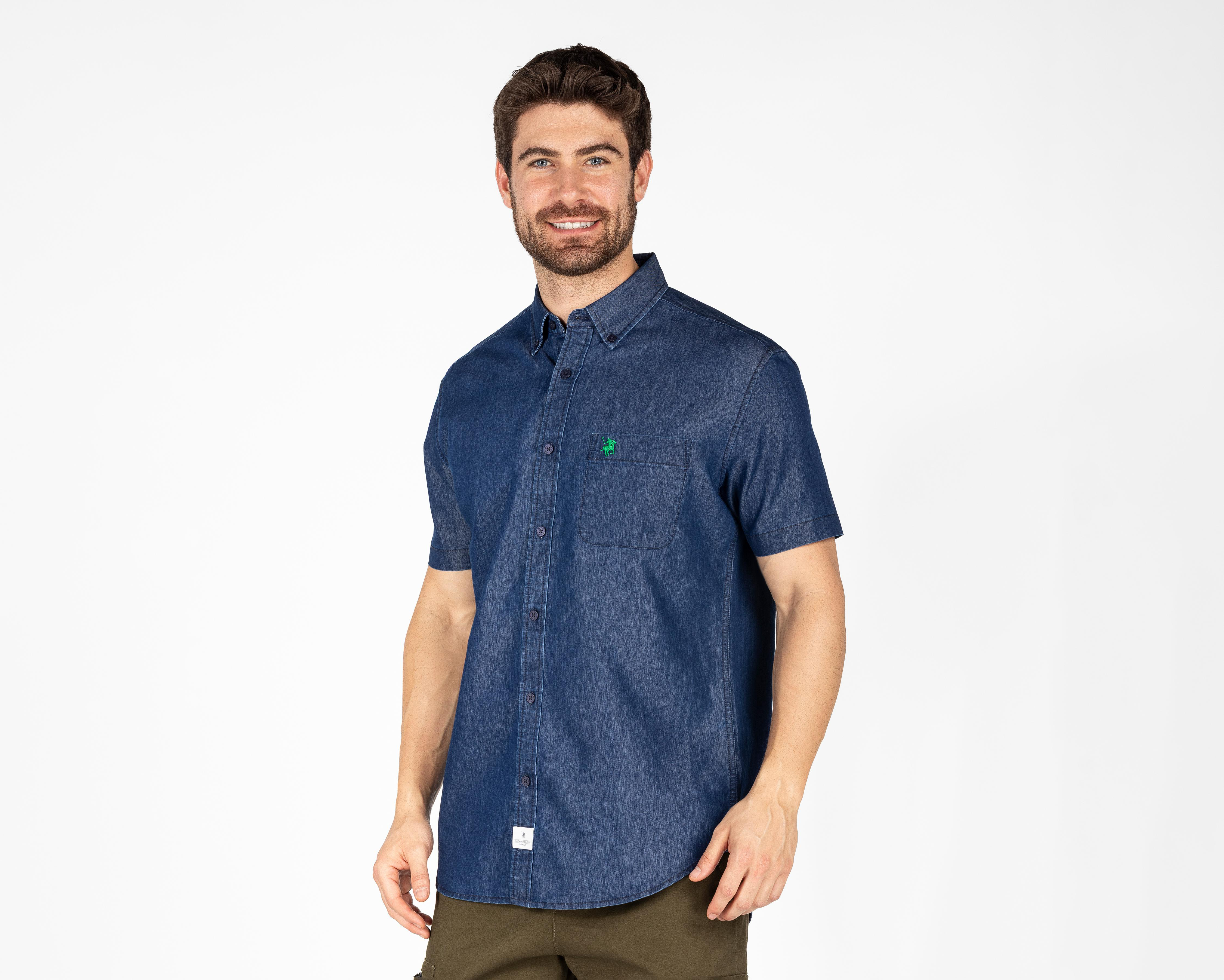 Camisa Casual de Algodón York Team Polo Club Regular Fit Lisa para Hombre