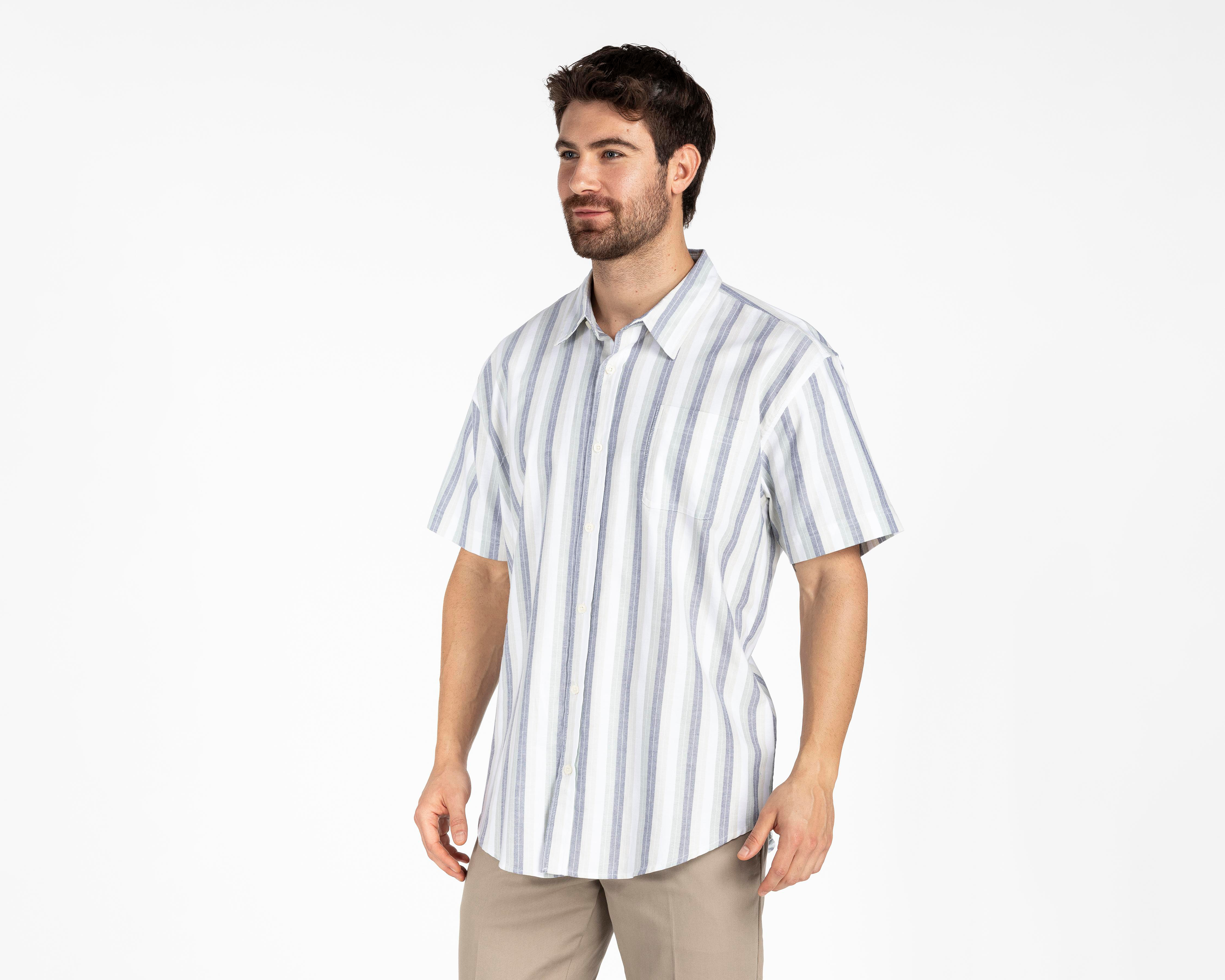 Foto 2 pulgar | Camisa Casual de Algodón Porto Sur Regular a Rayas para Hombre