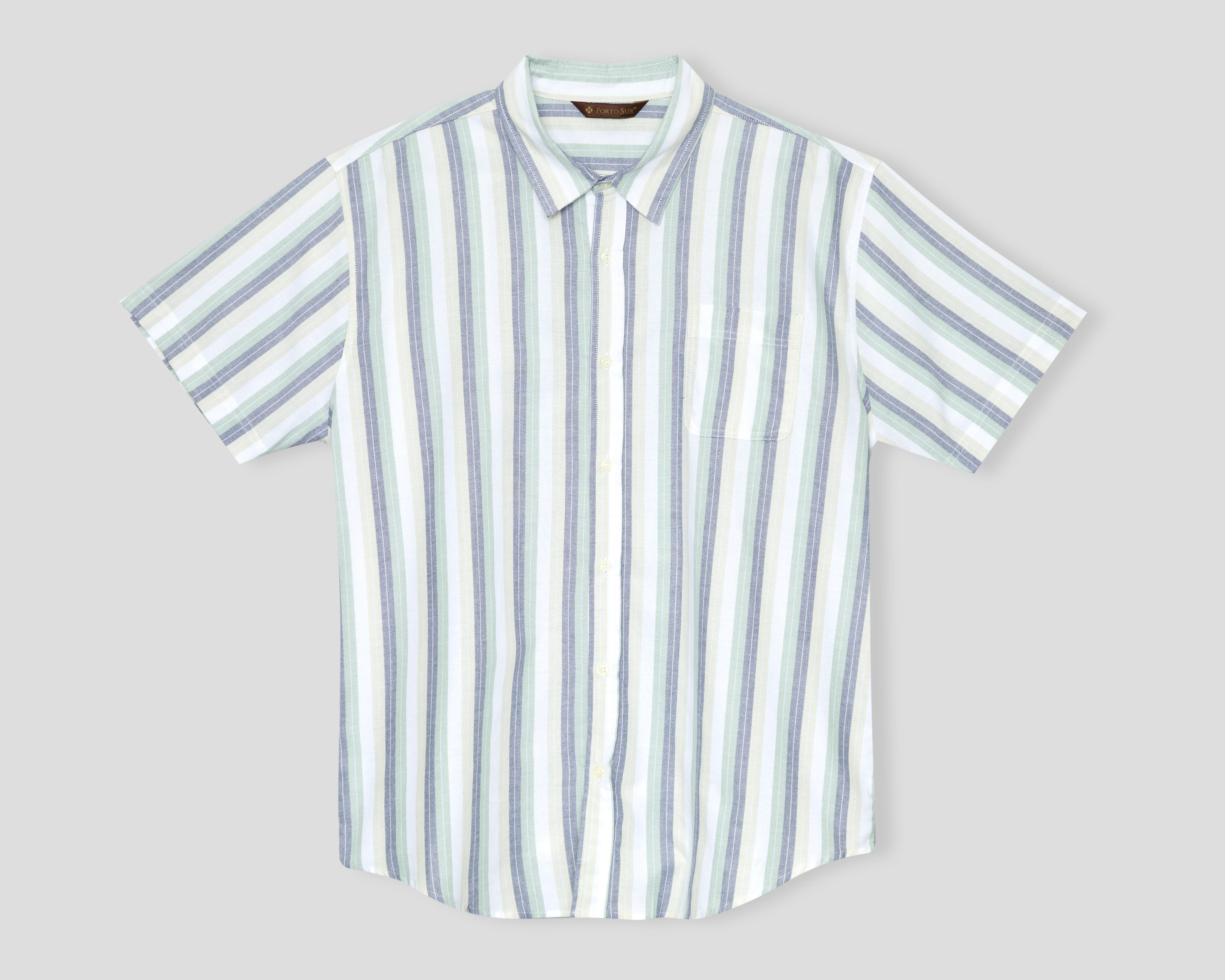 Camisa Casual de Algodón Porto Sur Regular a Rayas para Hombre