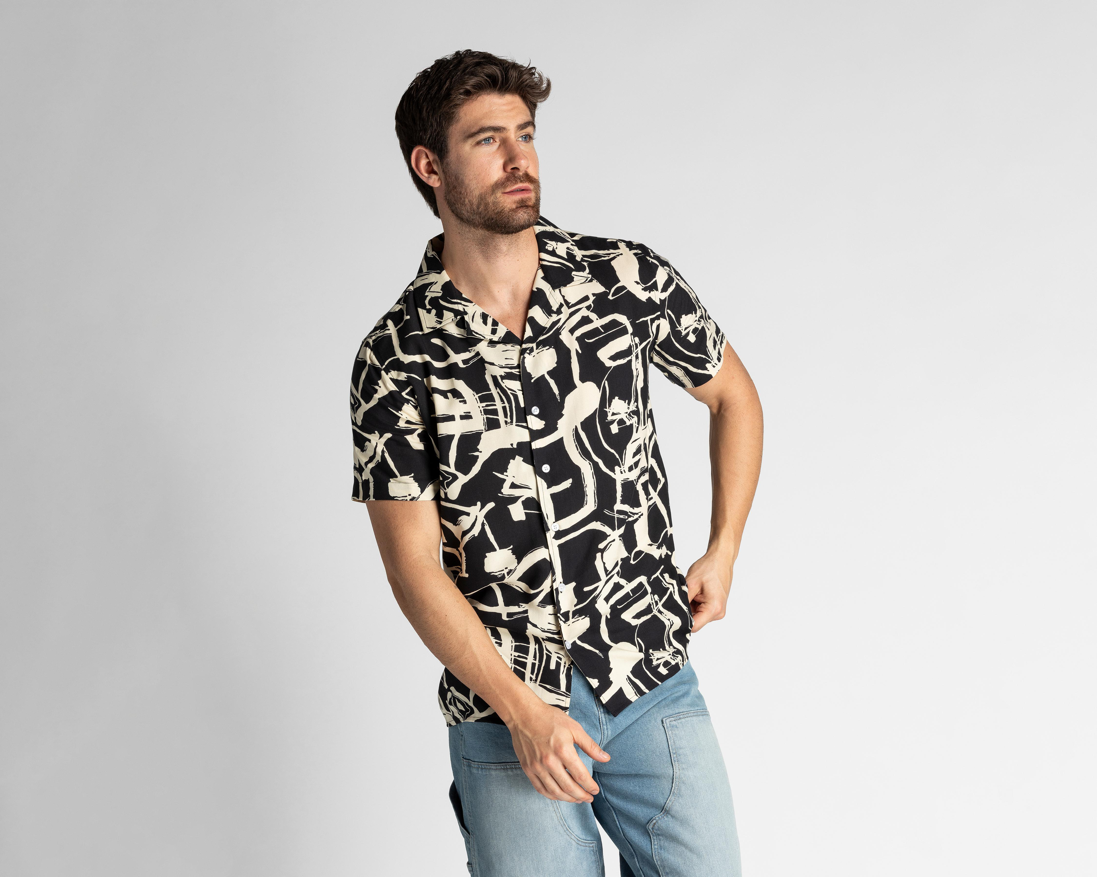 Camisa Casual Strona Regular Fit Estampada para Hombre