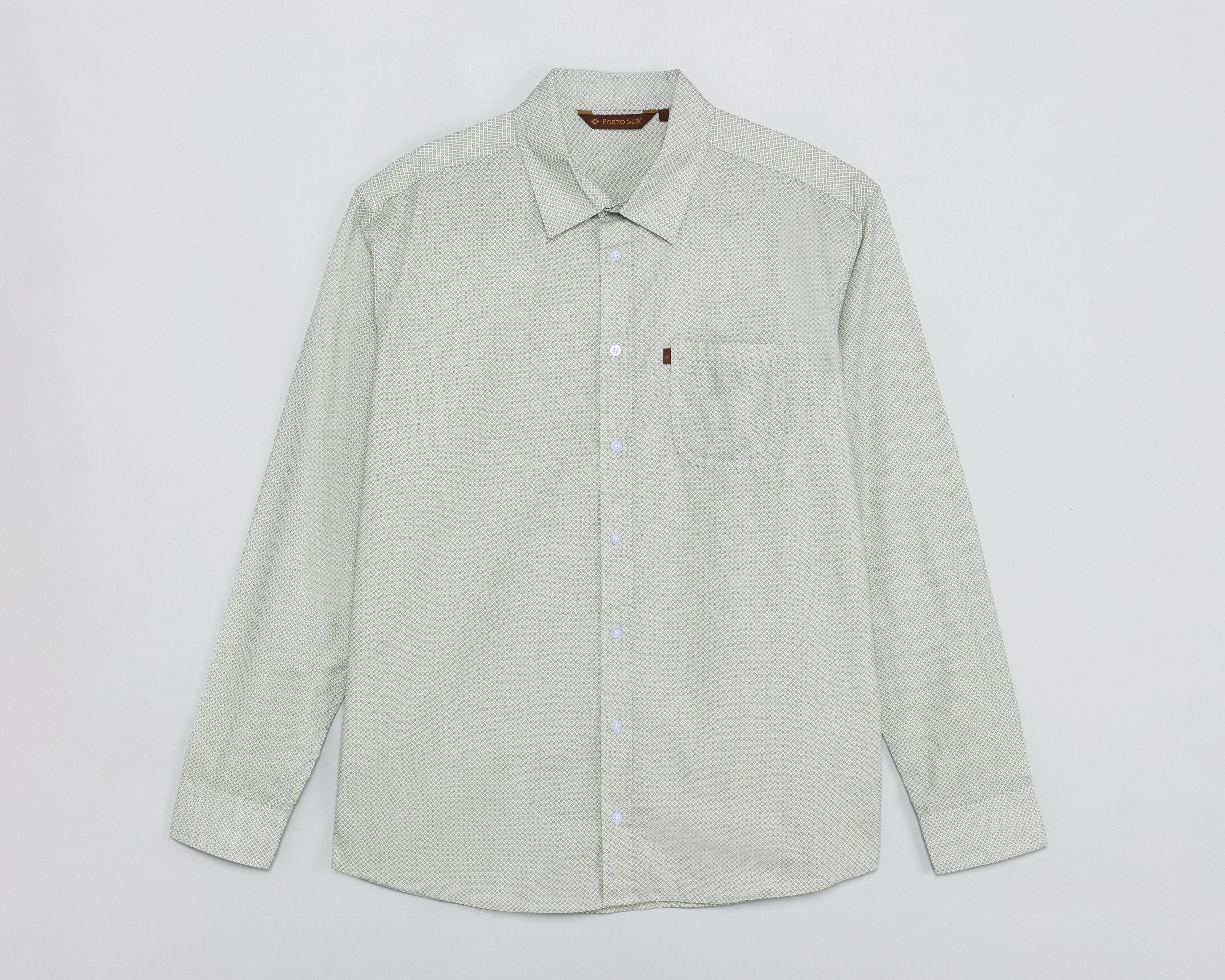 Foto 2 pulgar | Camisa de Vestir de Algodón Porto Sur Manga Larga Cuello Americano para Hombre