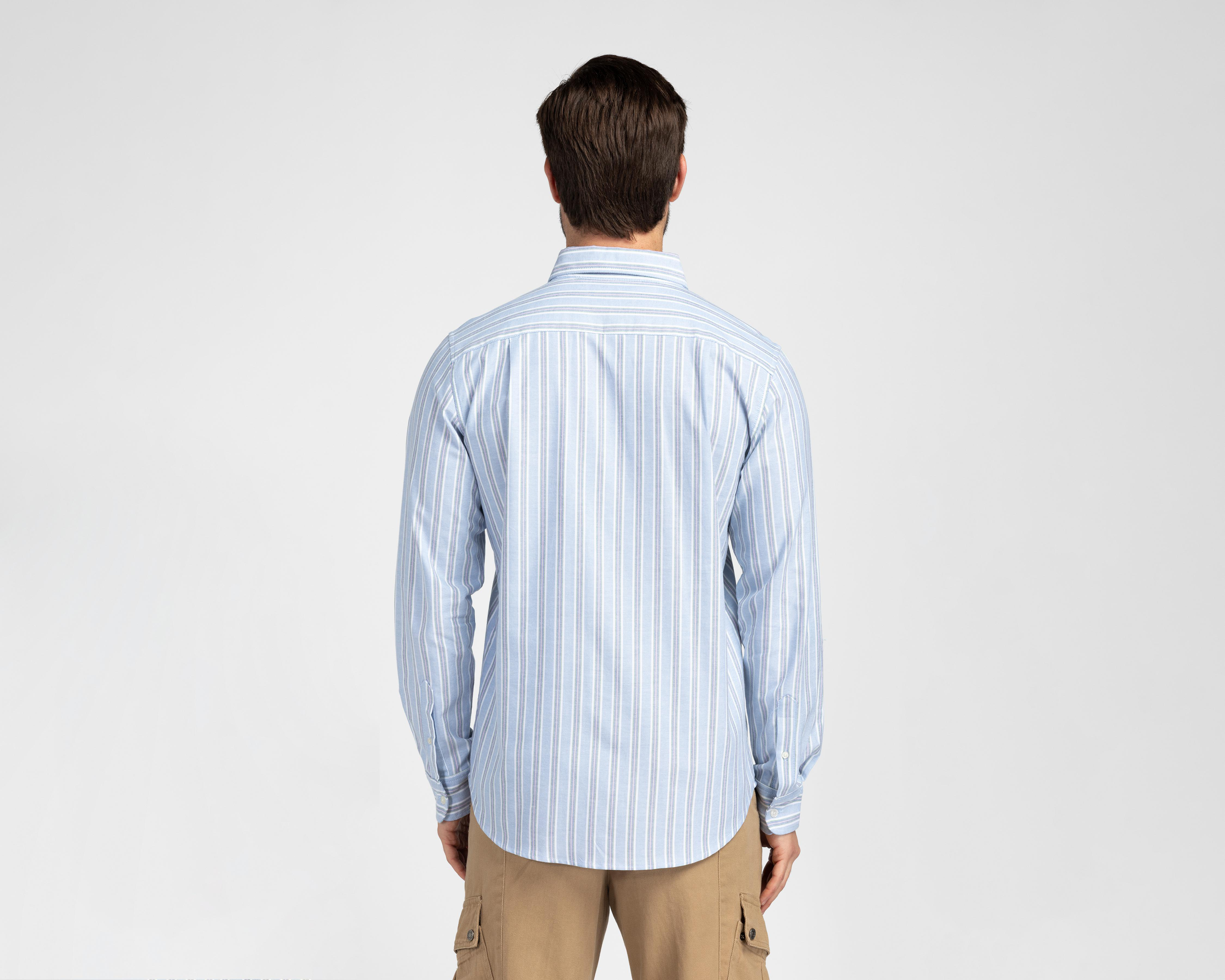 Foto 4 pulgar | Camisa Casual de Algodón Refill Regular Fit a Rayas para Hombre