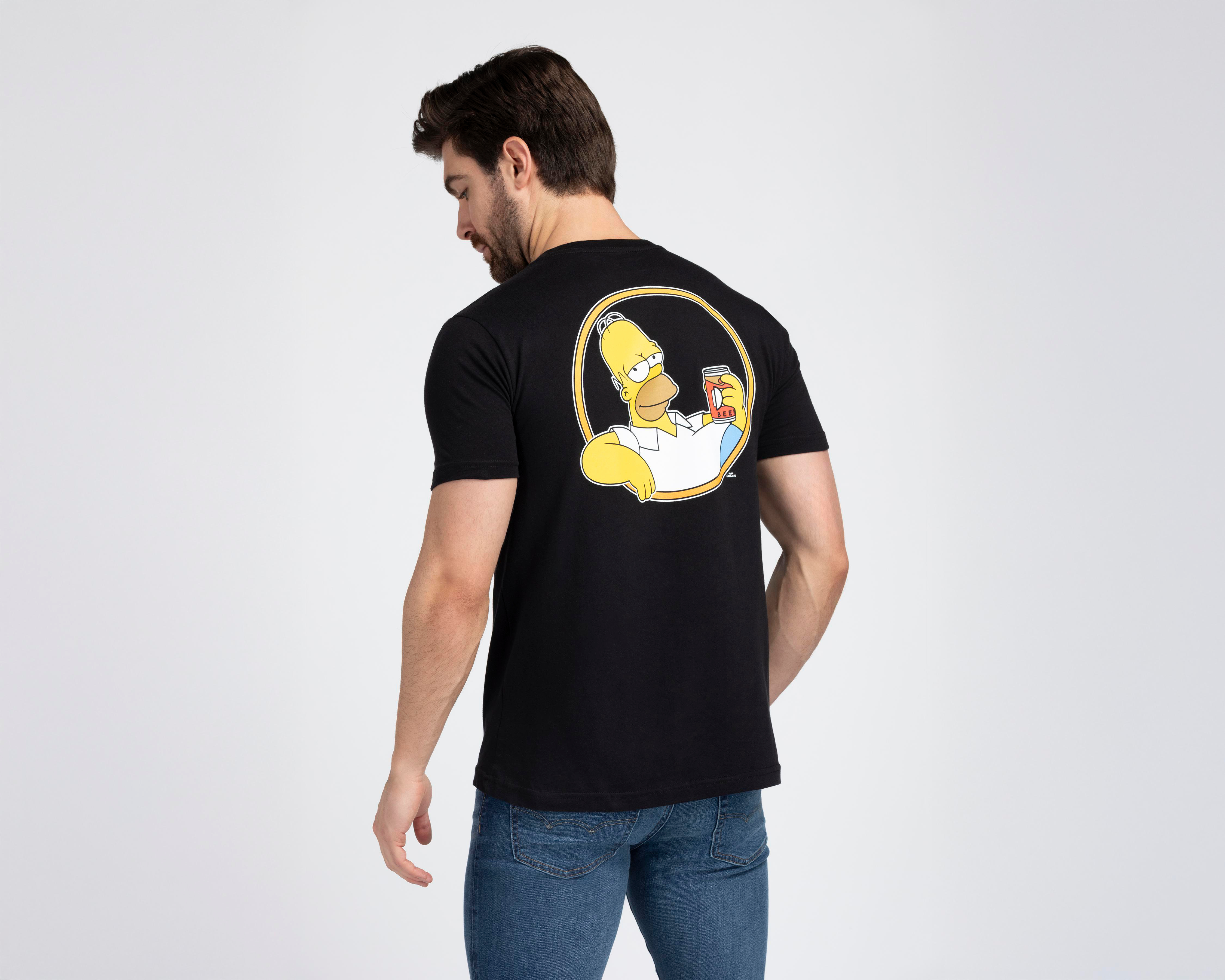 Foto 3 pulgar | Playera de Cuello Redondo Negra Disney The Simpson para Hombre