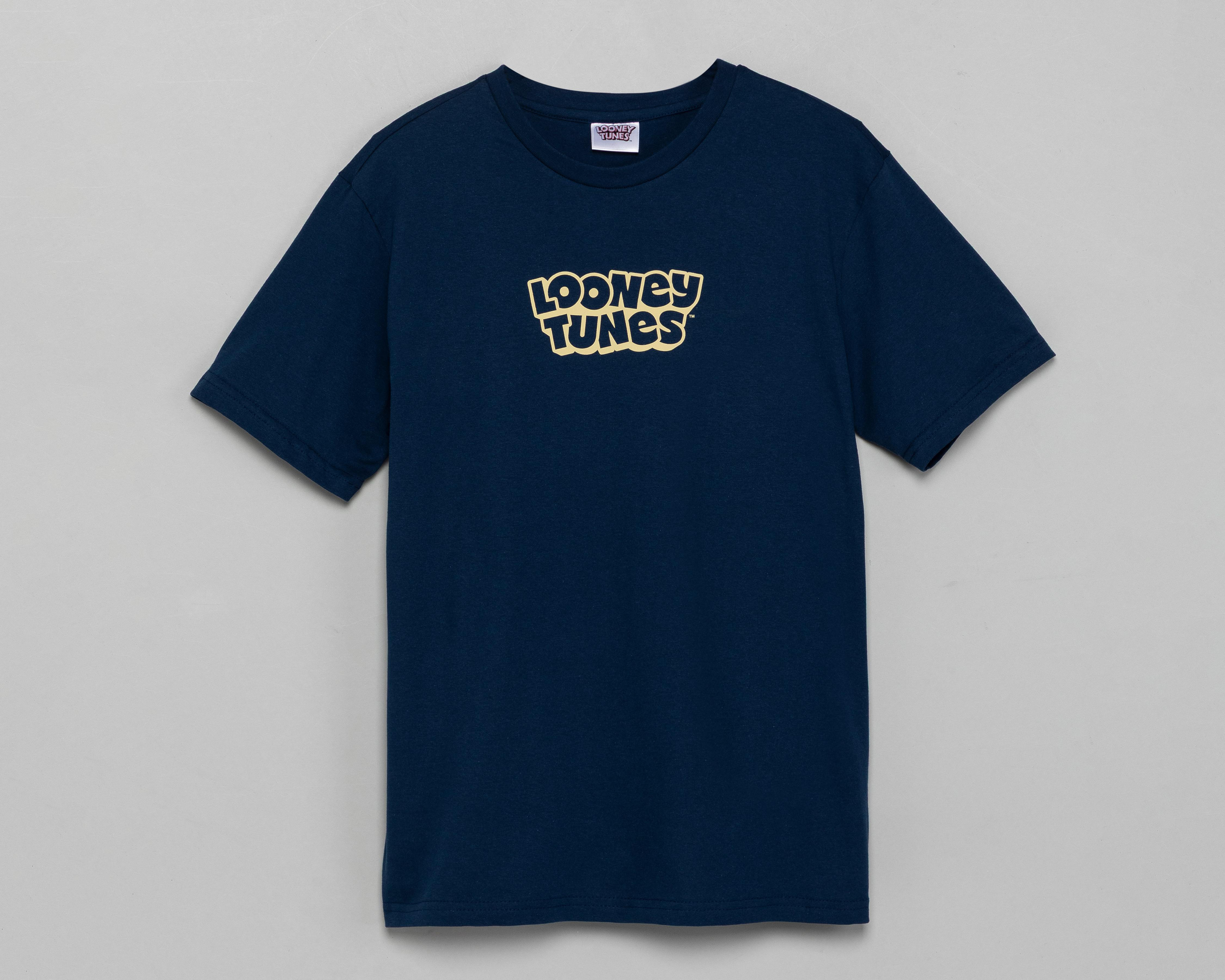 Playera de Cuello Redondo Looney Tunes Azul Marino para Hombre