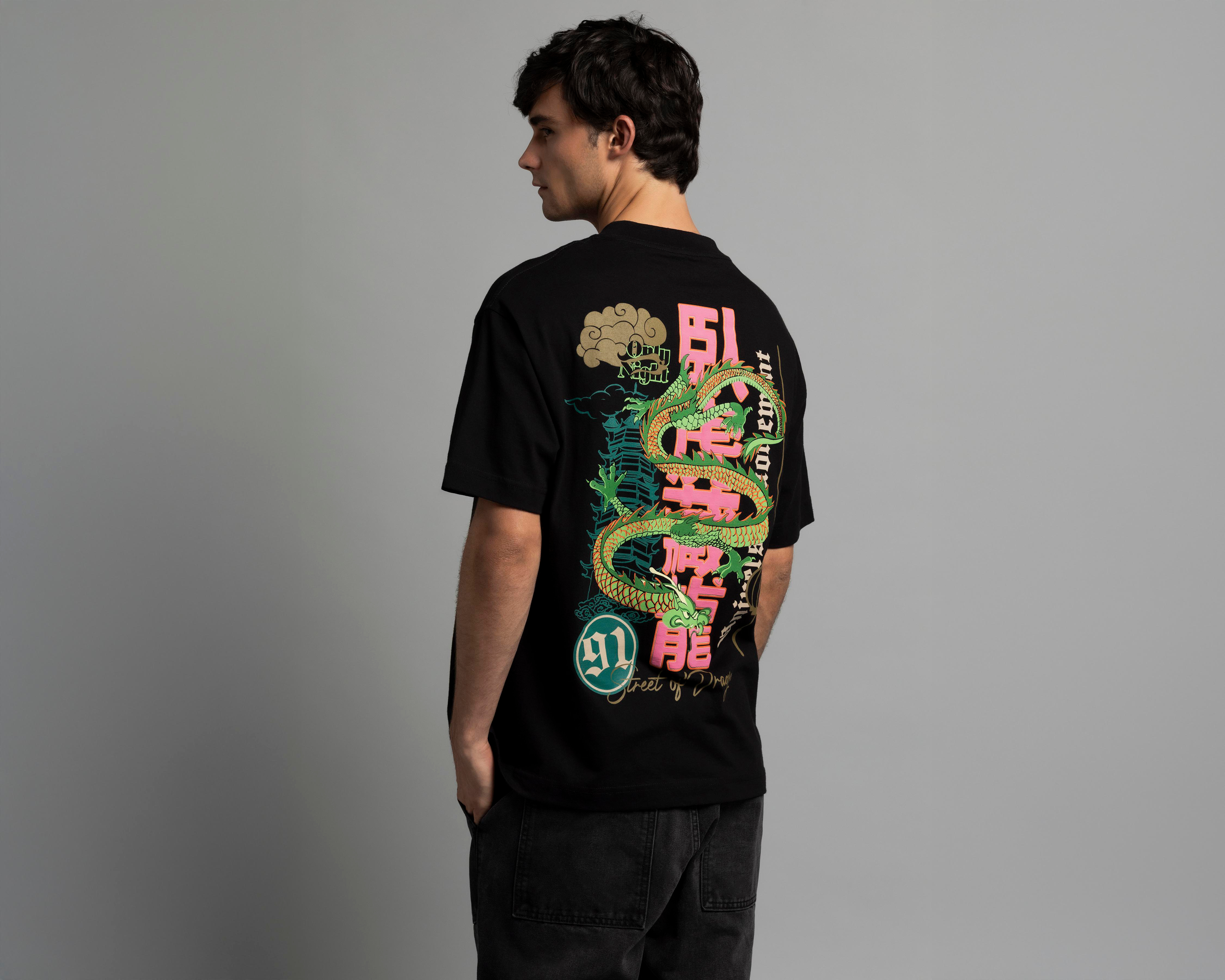 Foto 4 pulgar | Playera de Cuello Redondo Negra Strona para Hombre