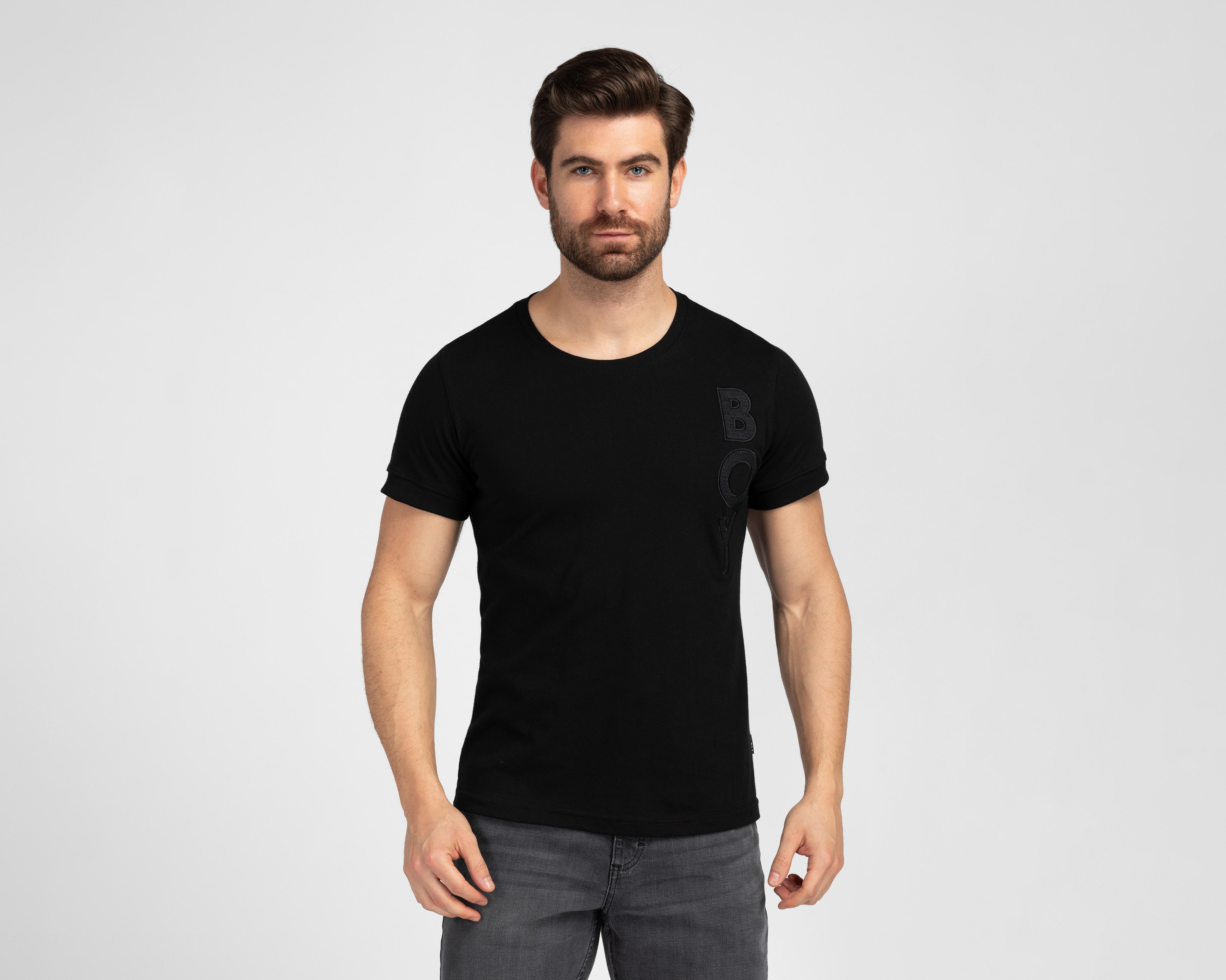 Playera de Cuello Redondo Negro Boy London para Hombre