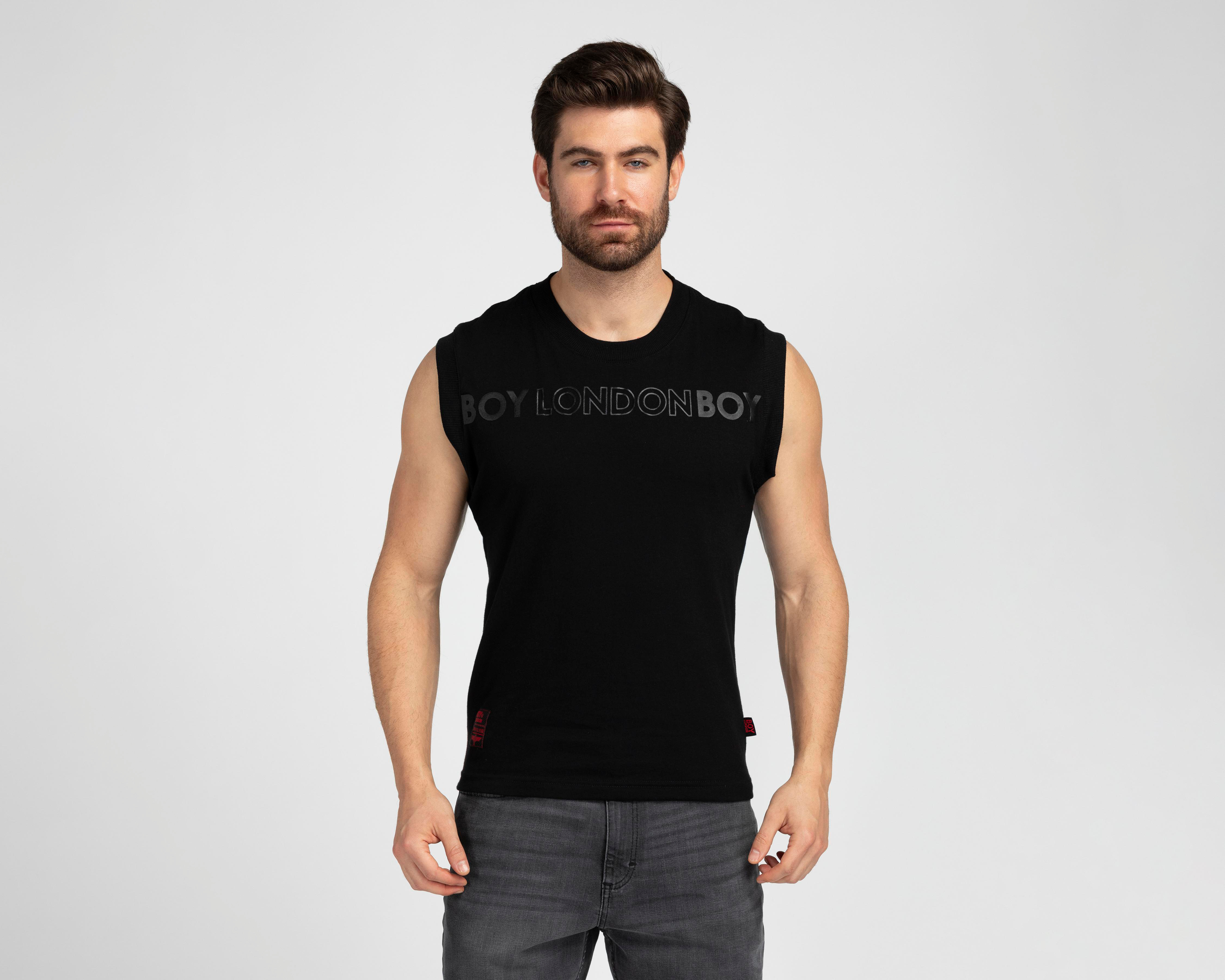 Playera de Cuello Redondo Negra Boy London para Hombre