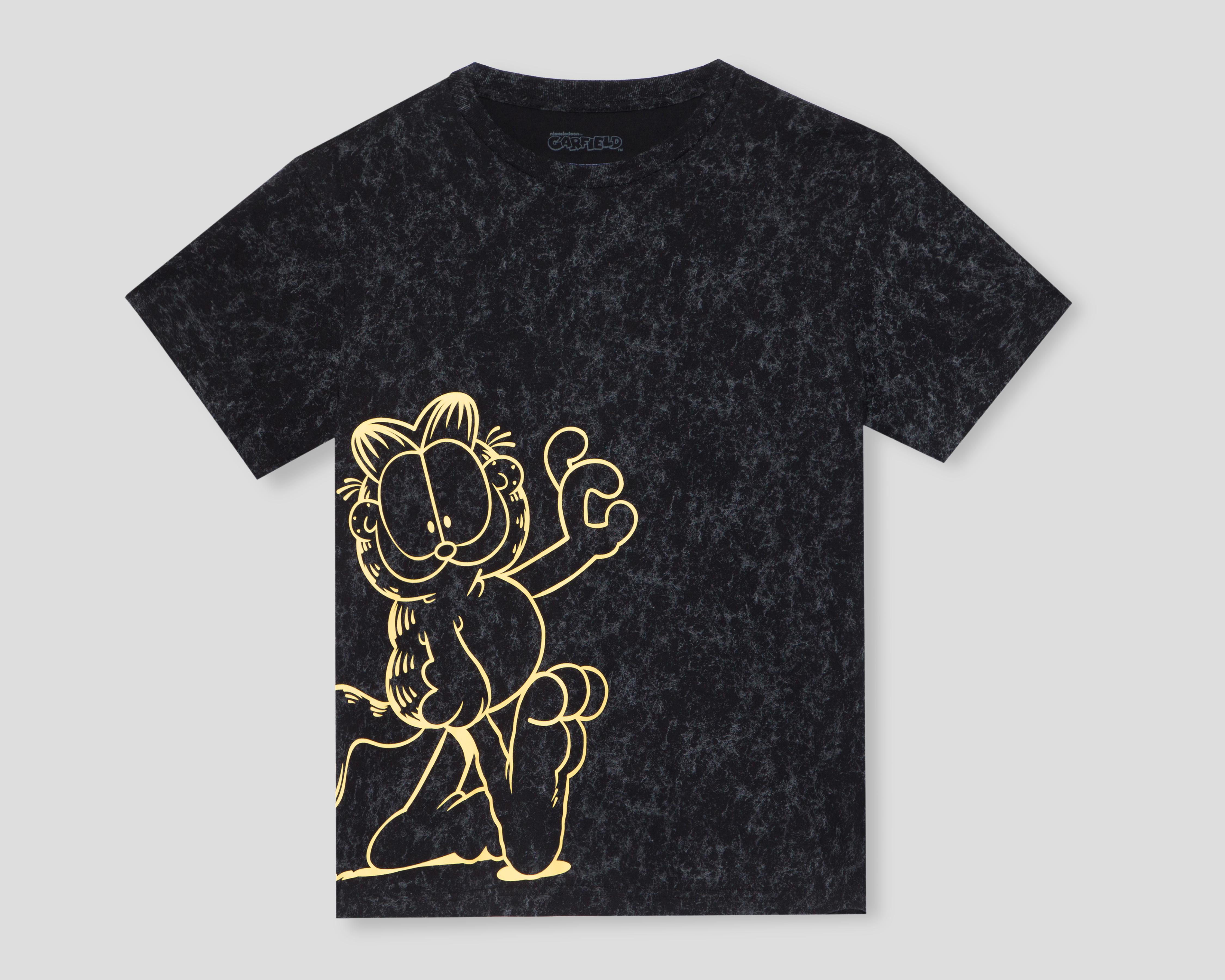 Foto 1 | Playera de Cuello Redondo Negra Garfield para Hombre