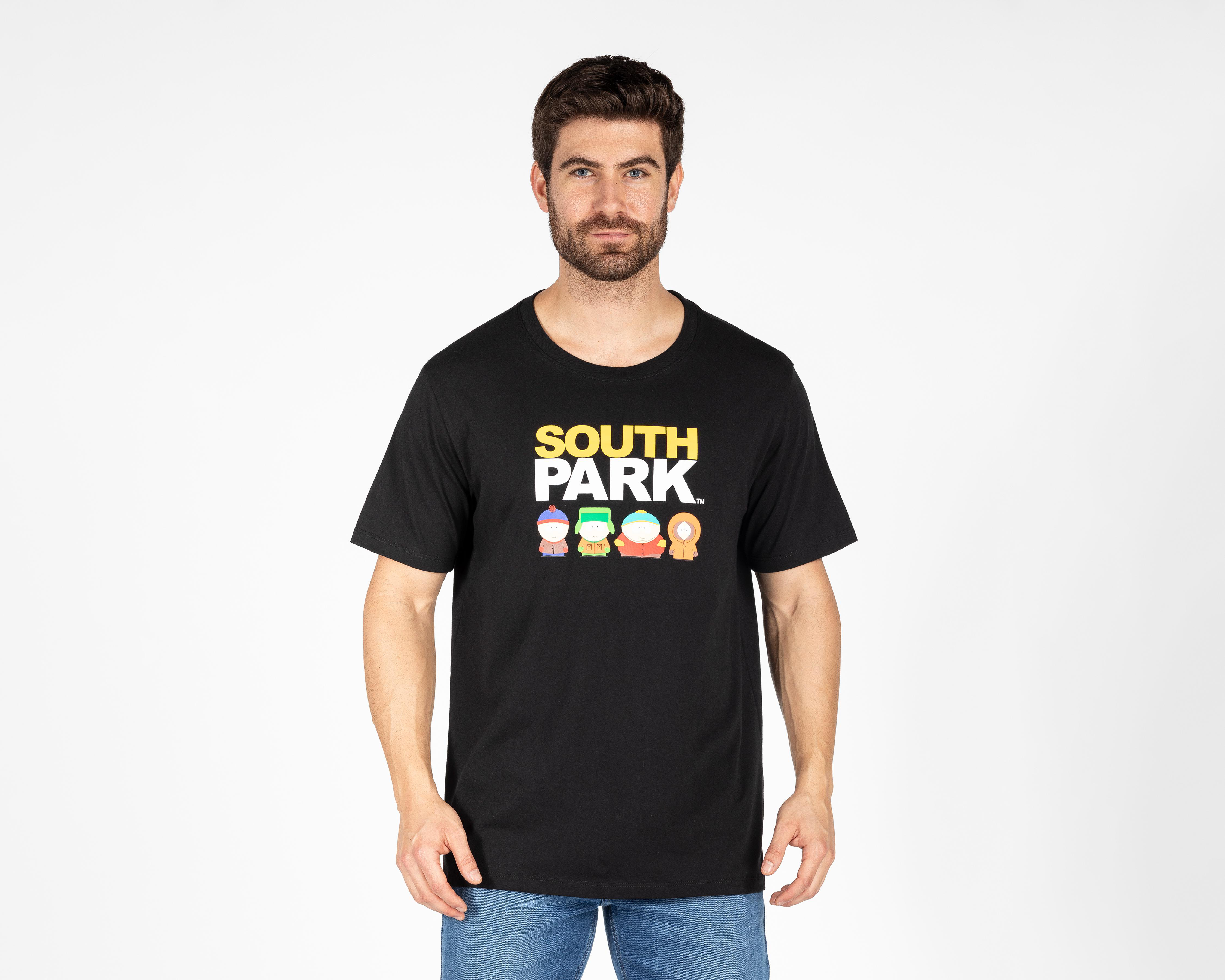 Foto 2 pulgar | Playera de Cuello Redondo Negra South Park para Hombre