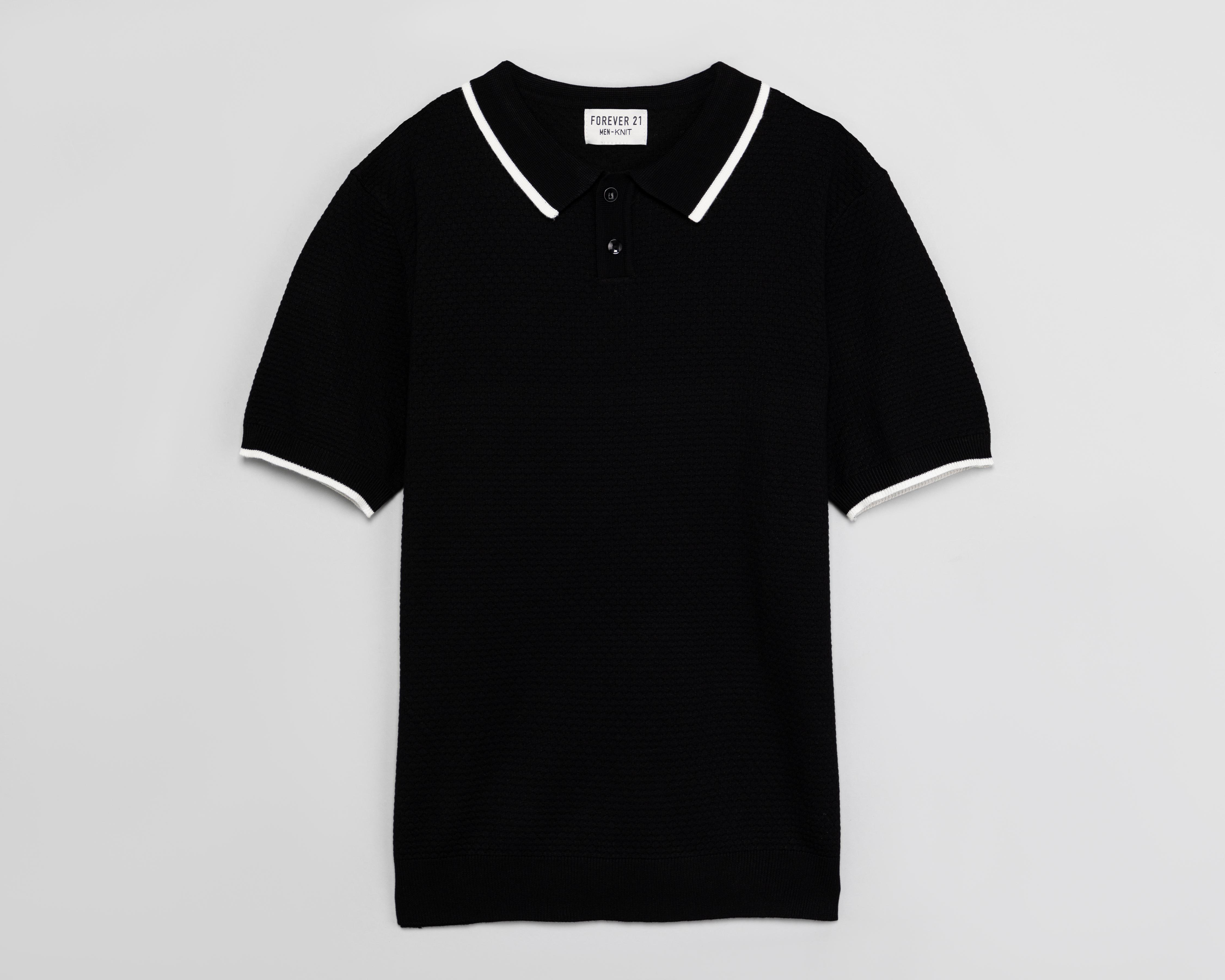 Foto 2 pulgar | Playera Polo Forever 21 Negra para Hombre