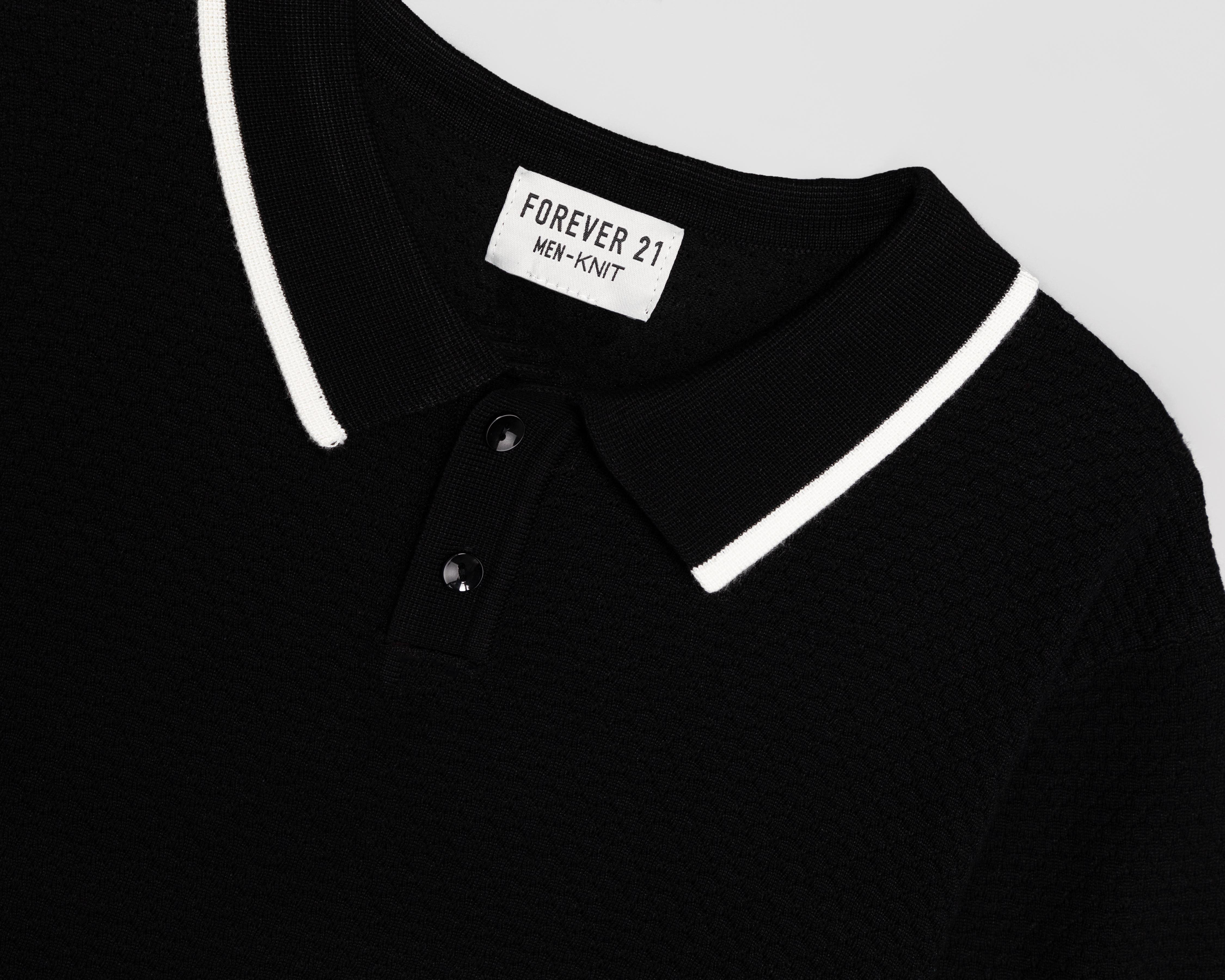 Foto 4 pulgar | Playera Polo Forever 21 Negra para Hombre