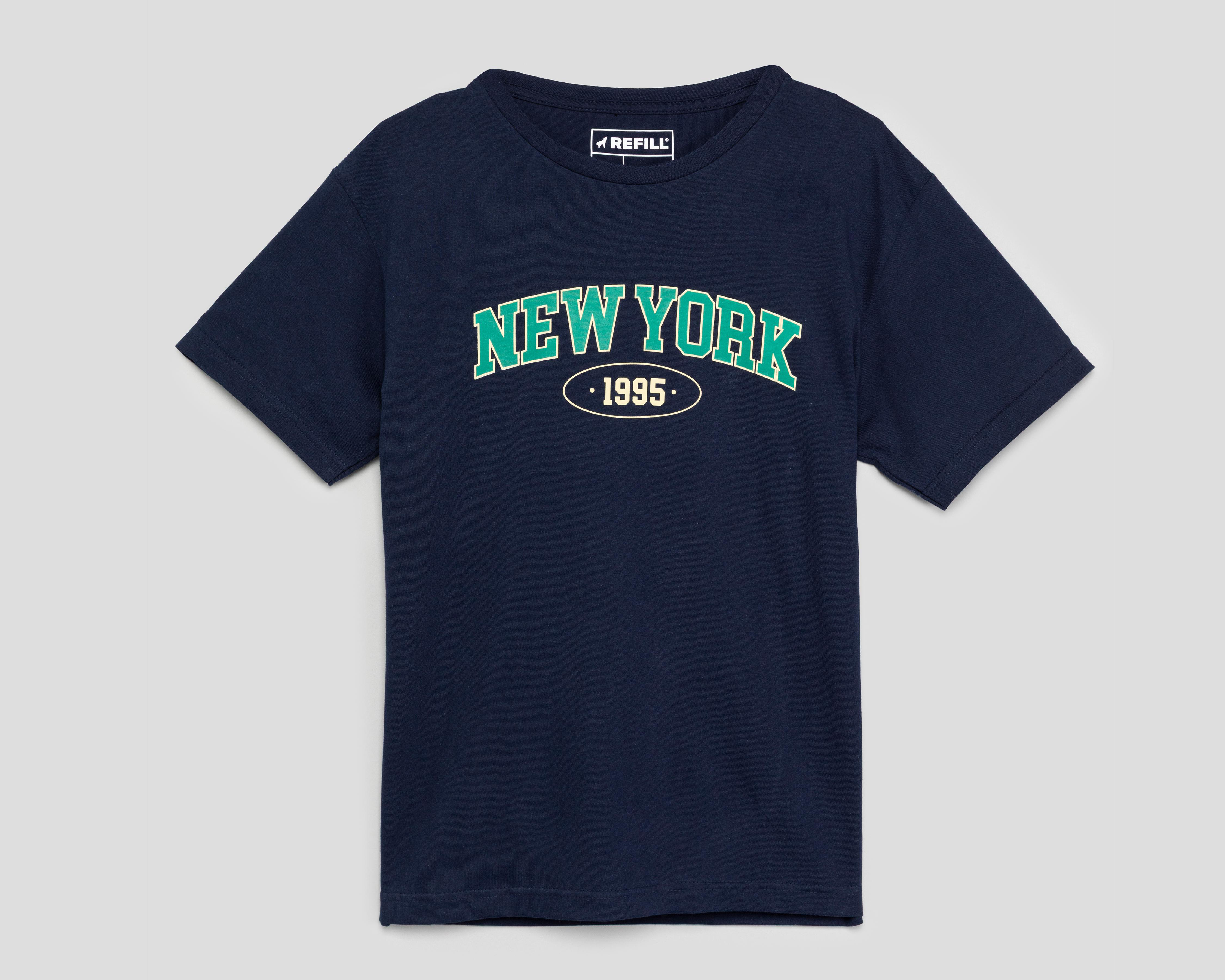 Playera de Cuello Redondo Azul Marino Refill para Hombre