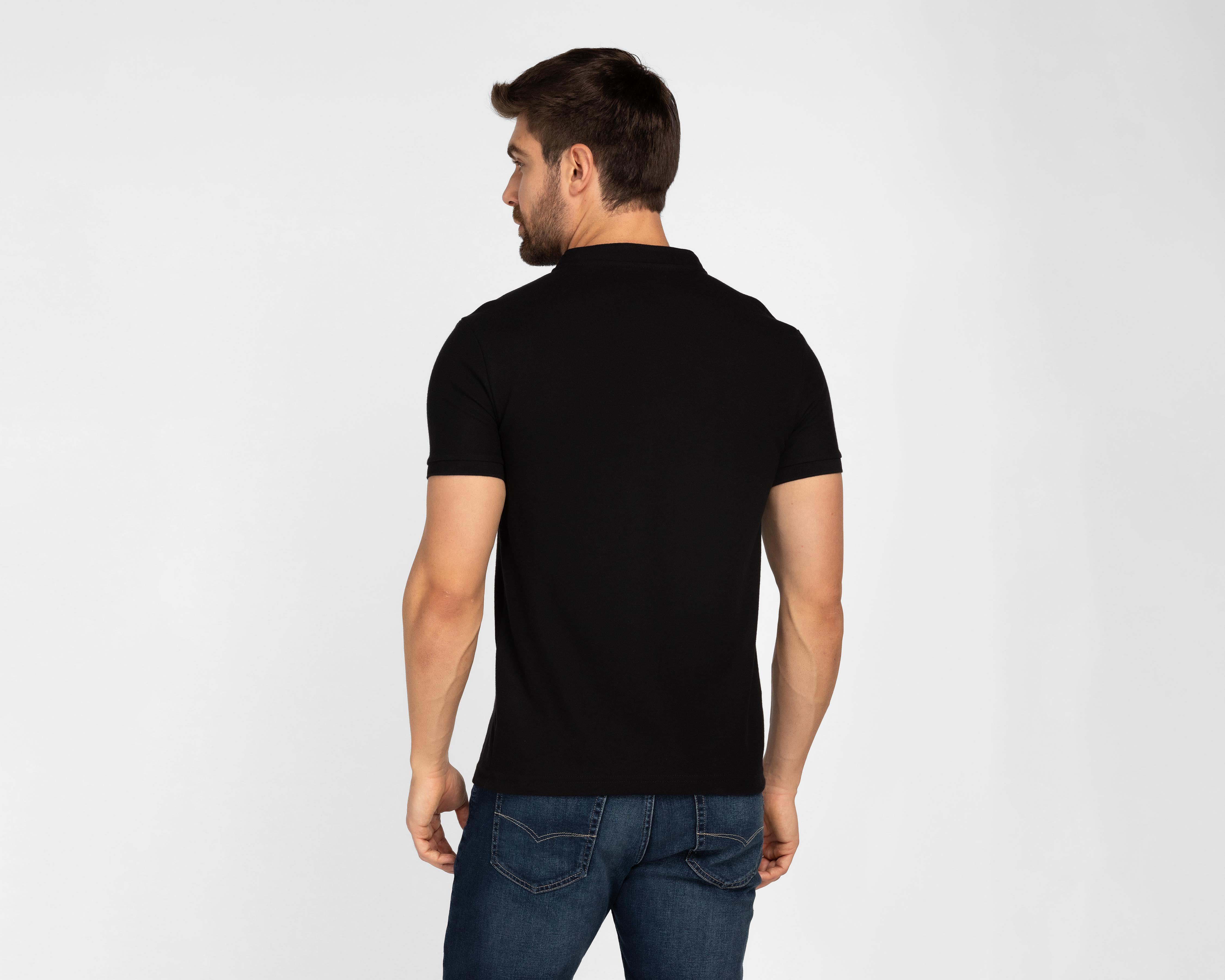 Foto 4 pulgar | Playera Refill Negra Henley para Hombre