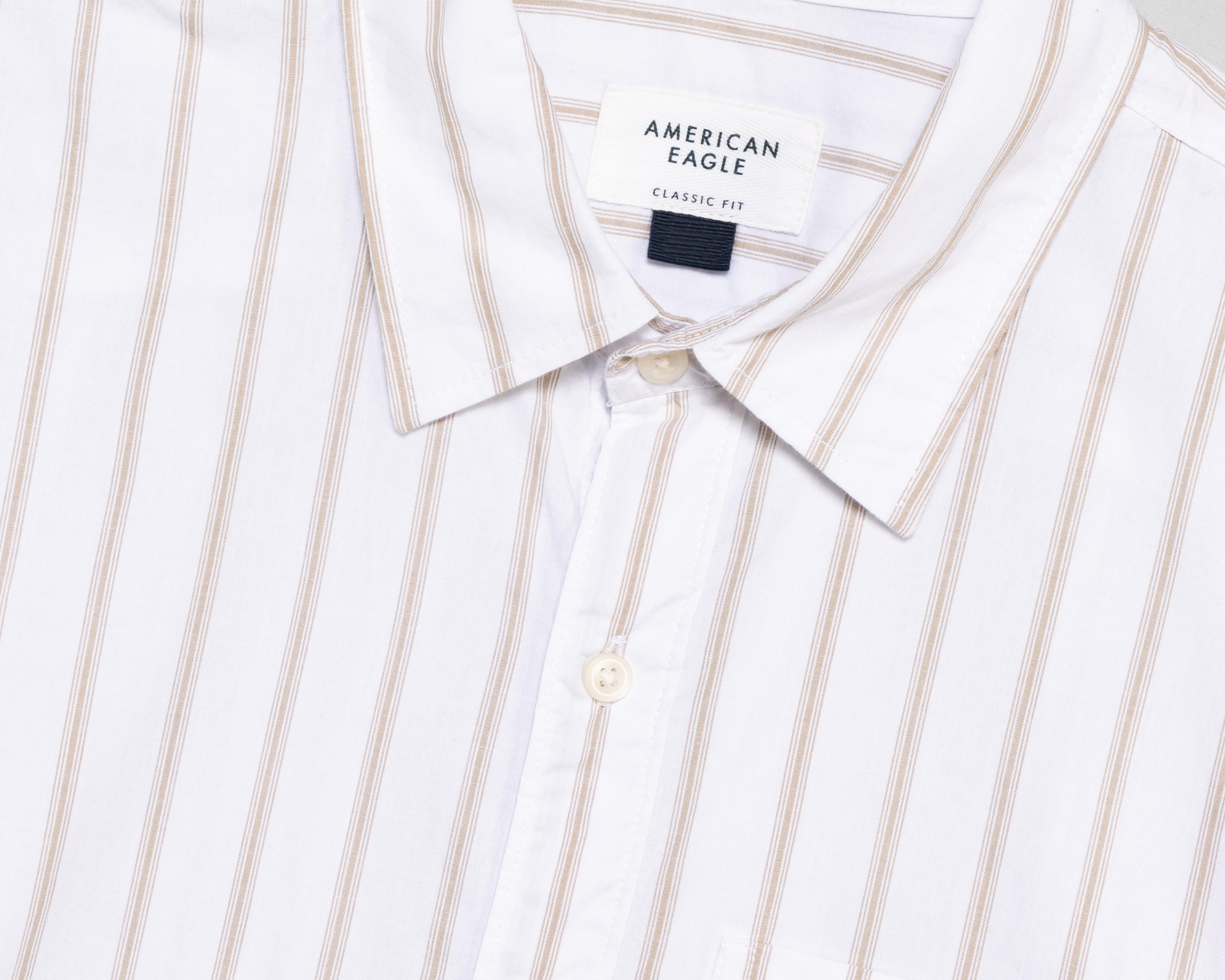 Foto 4 pulgar | Camisa Casual de Algodón American Eagle Regular a Rayas para Hombre