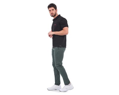 Foto 3 | Playera Polo Buffalo David Bitton Manga Corta Negra para Hombre