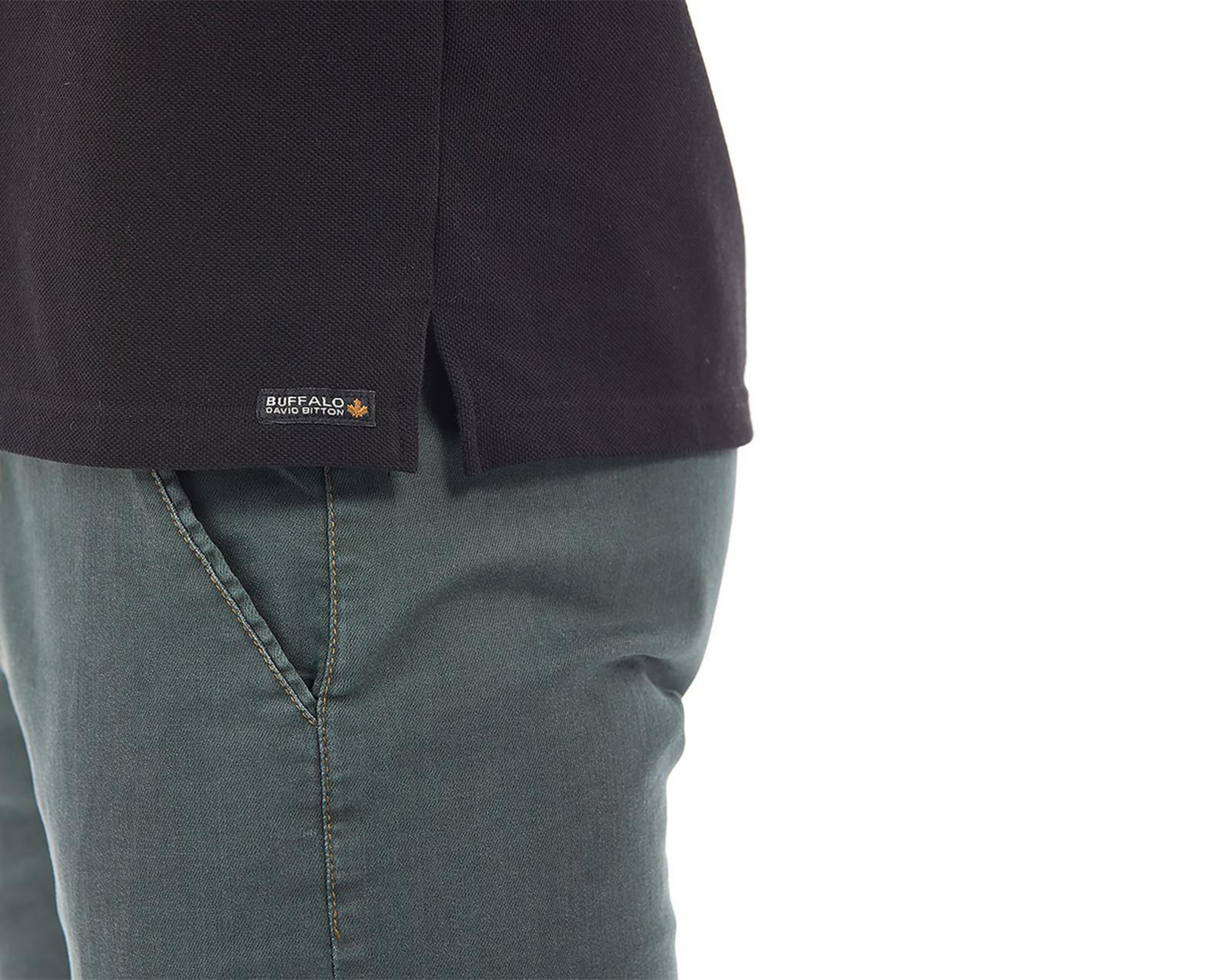 Foto 7 pulgar | Playera Polo Buffalo David Bitton Manga Corta Negra para Hombre
