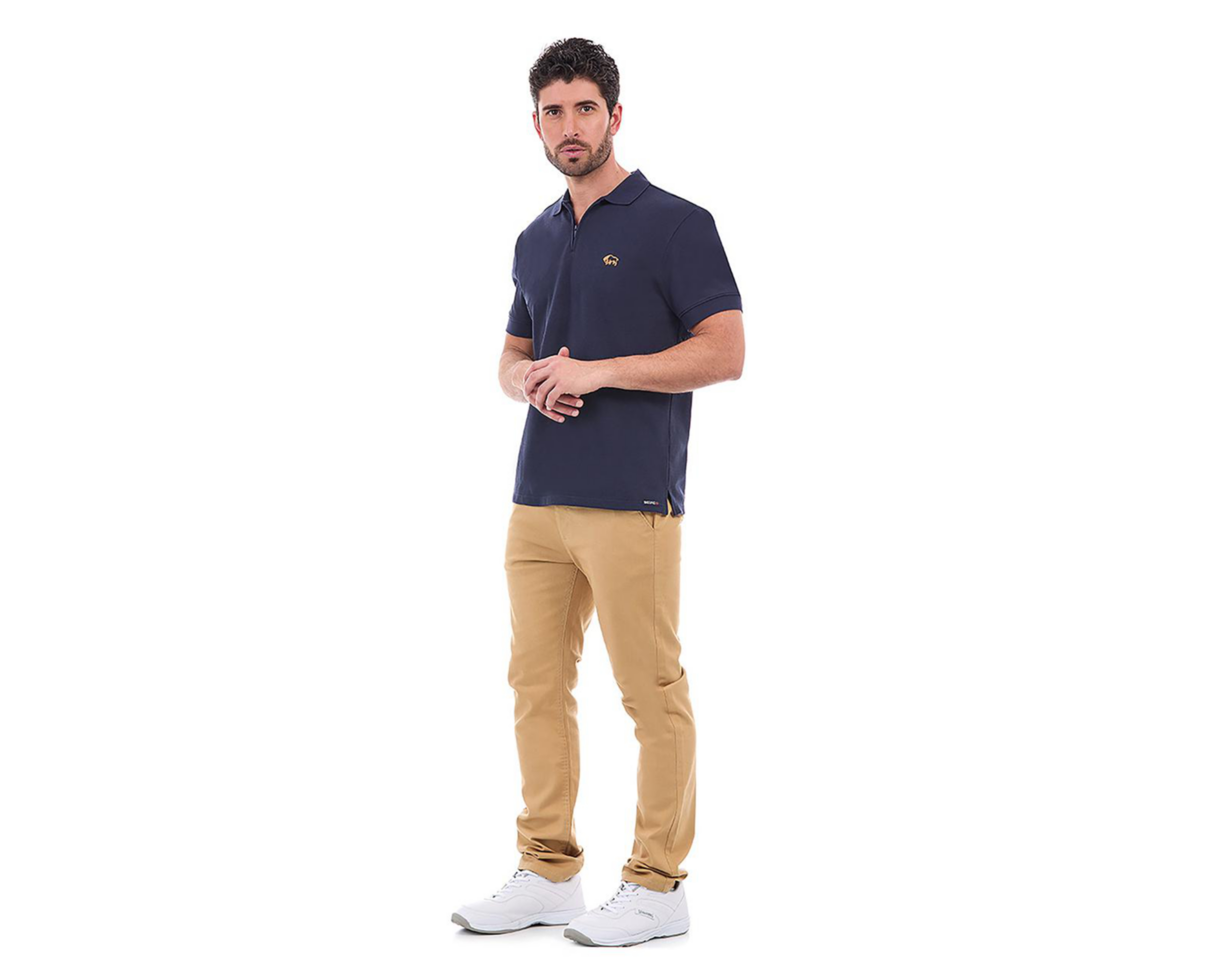 Foto 4 pulgar | Playera Polo Buffalo David Bitton Manga Corta Azul Marino para Hombre