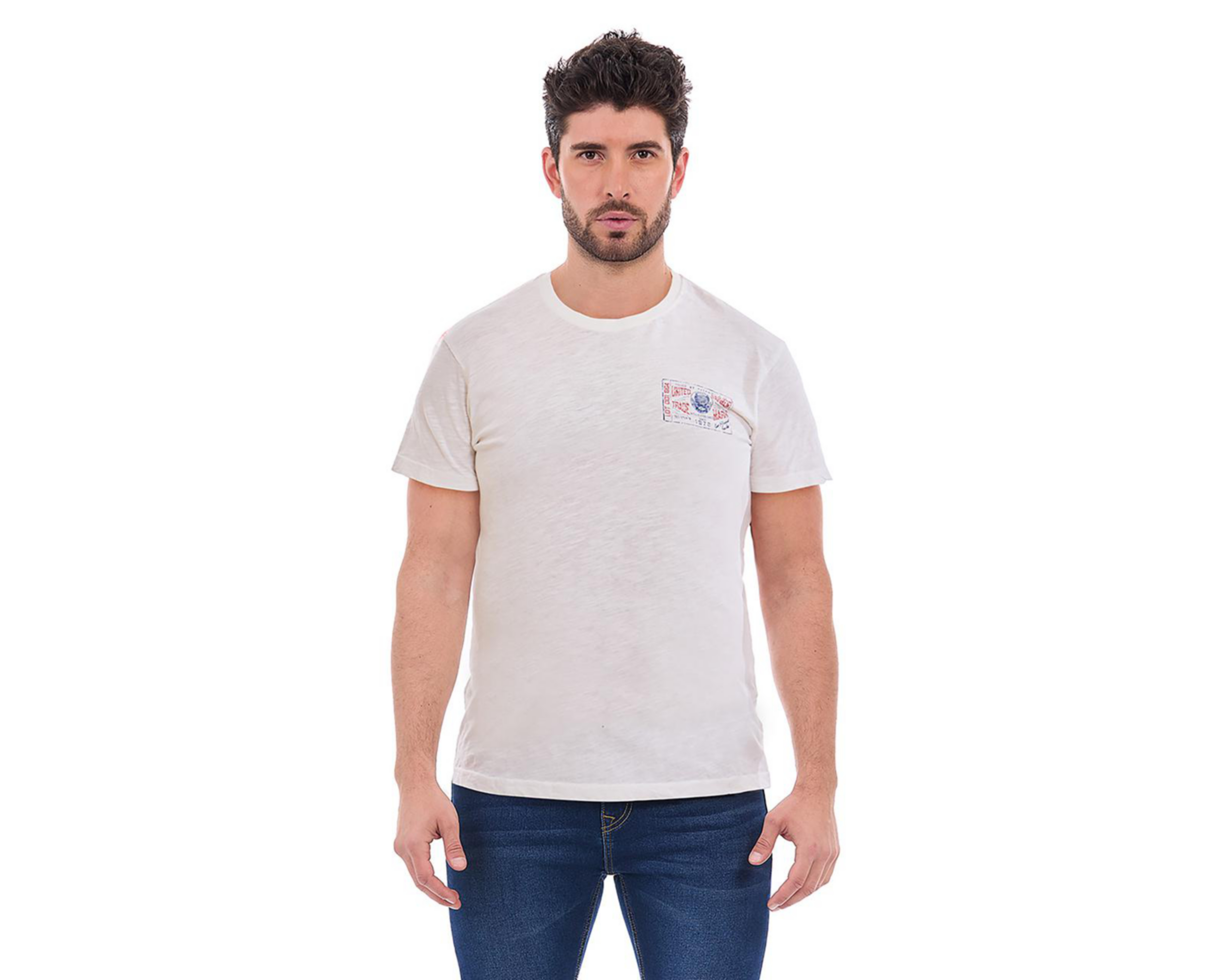 Foto 2 pulgar | Playera Cuello Redondo Buffalo David Bitton Blanco para Hombre