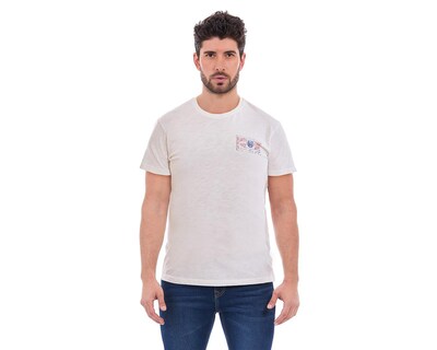 Foto 1 | Playera Cuello Redondo Buffalo David Bitton Blanco para Hombre