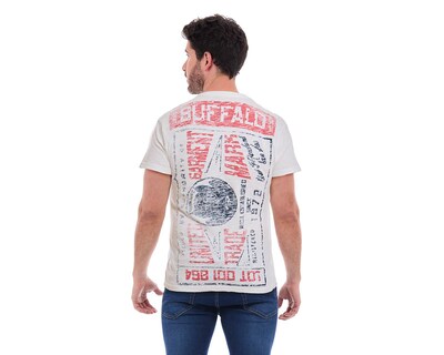 Foto 2 | Playera Cuello Redondo Buffalo David Bitton Blanco para Hombre